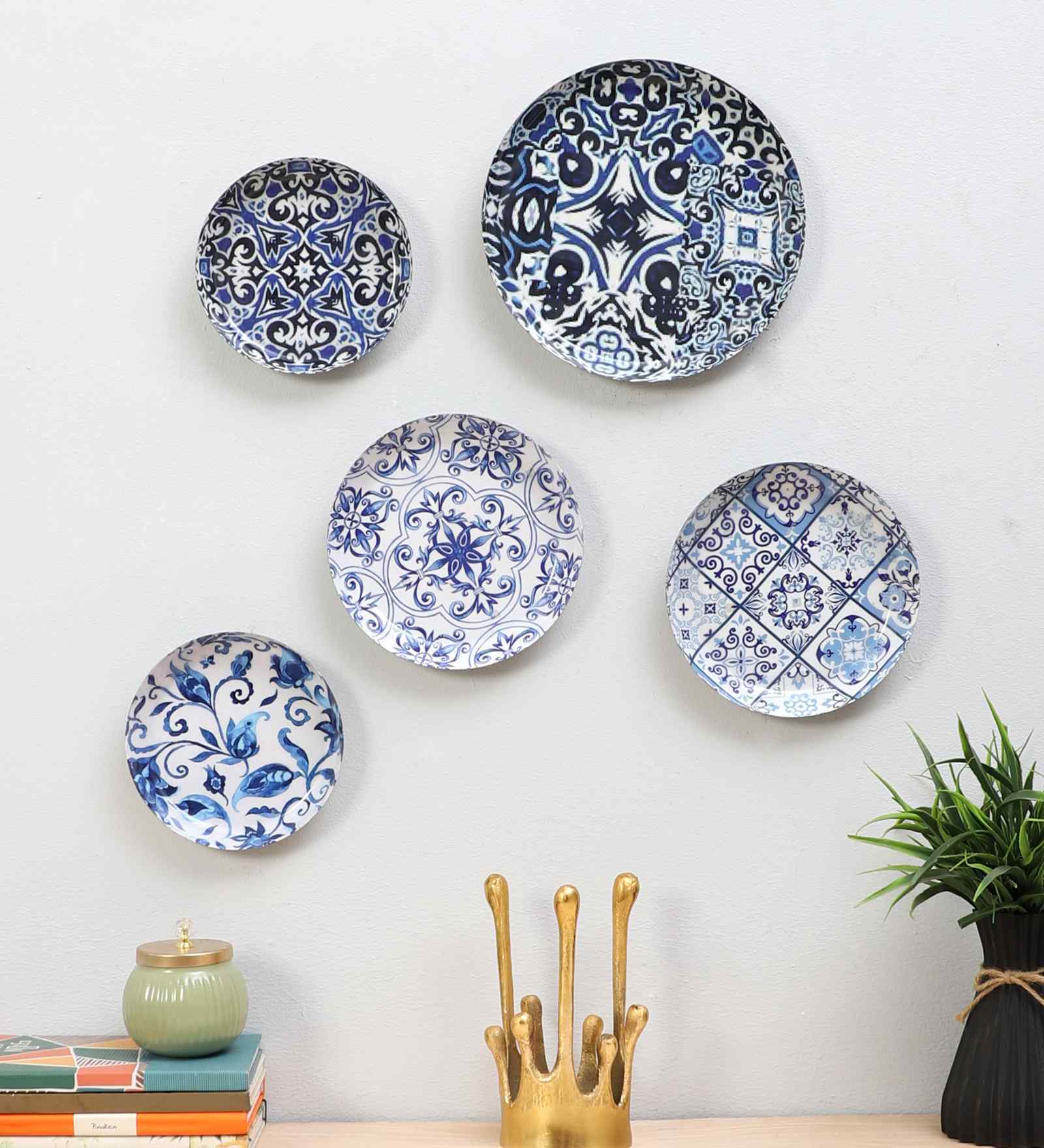 Blue & White Abstract Meena Wall Art Set of 5
