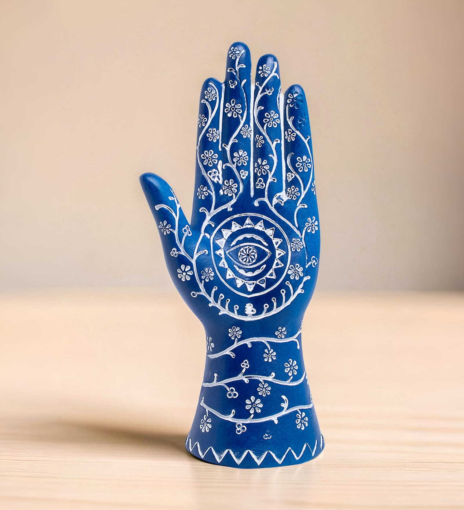 Blue & White Evil Eye Hand Showpieces 9 Inch