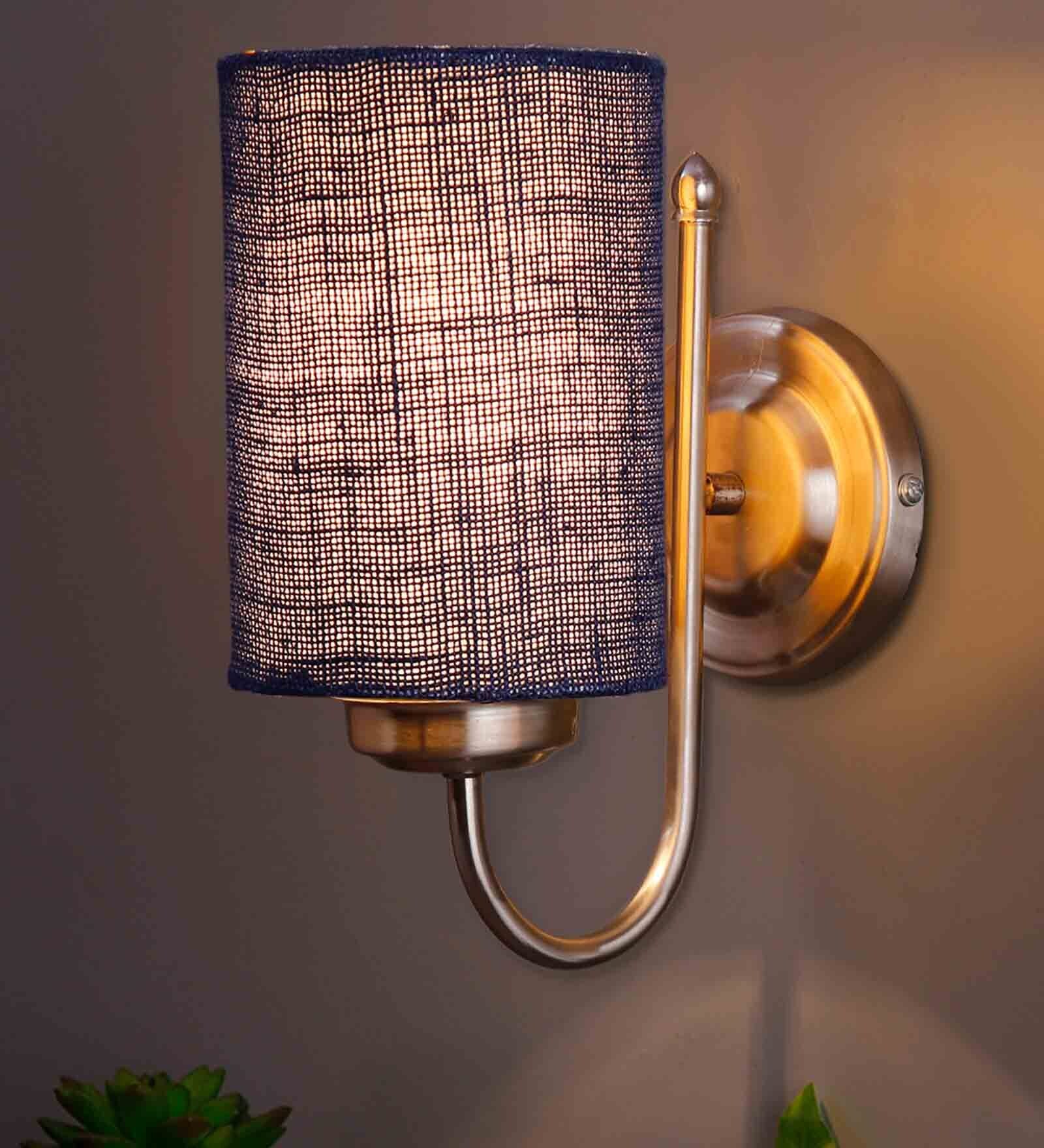 Blue Jute Fabric Wall Mounted Uplight Sconce (Blue)