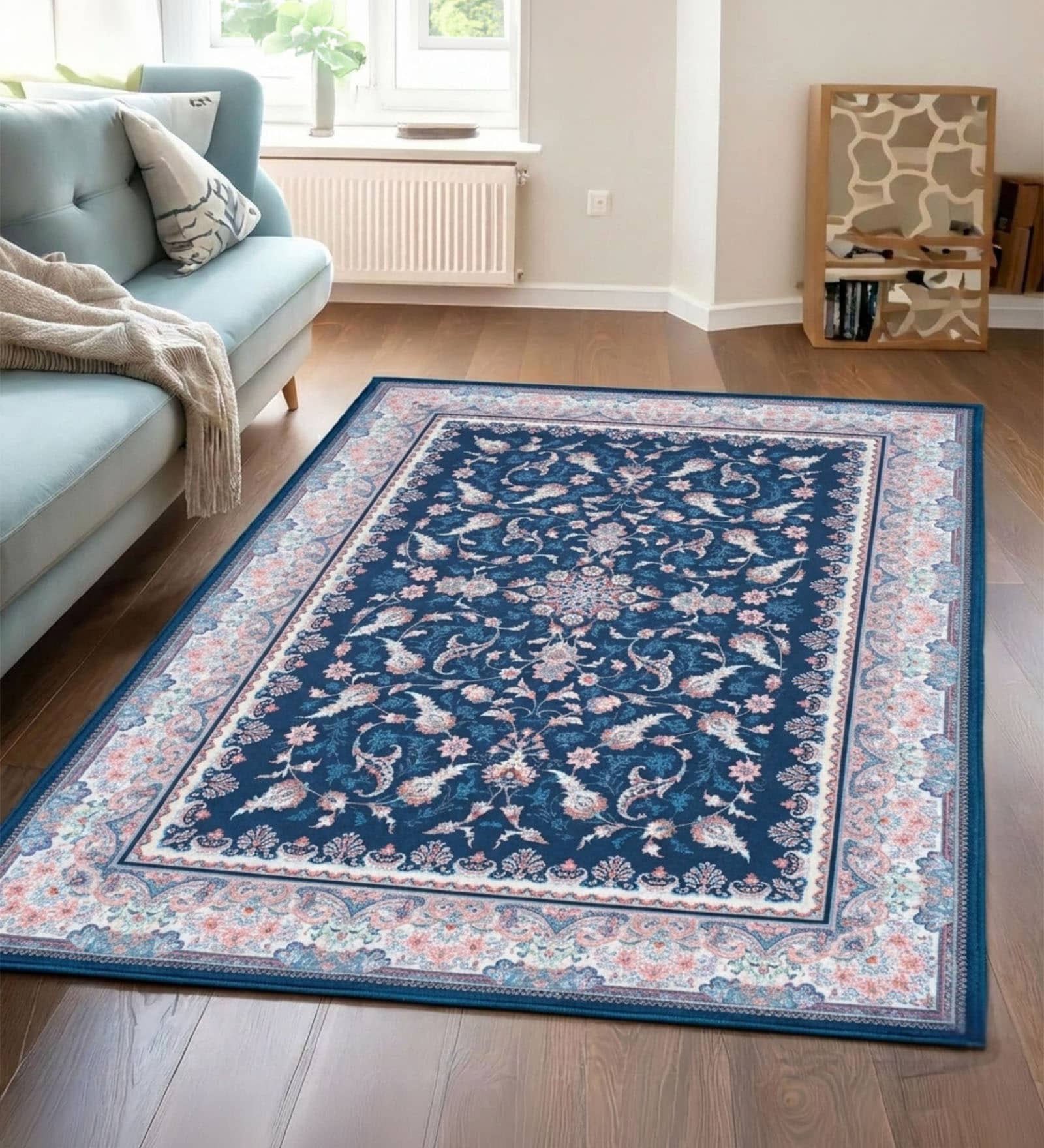Blue Silk 6 X 4 Feet Abstract  Rectangle Carpet