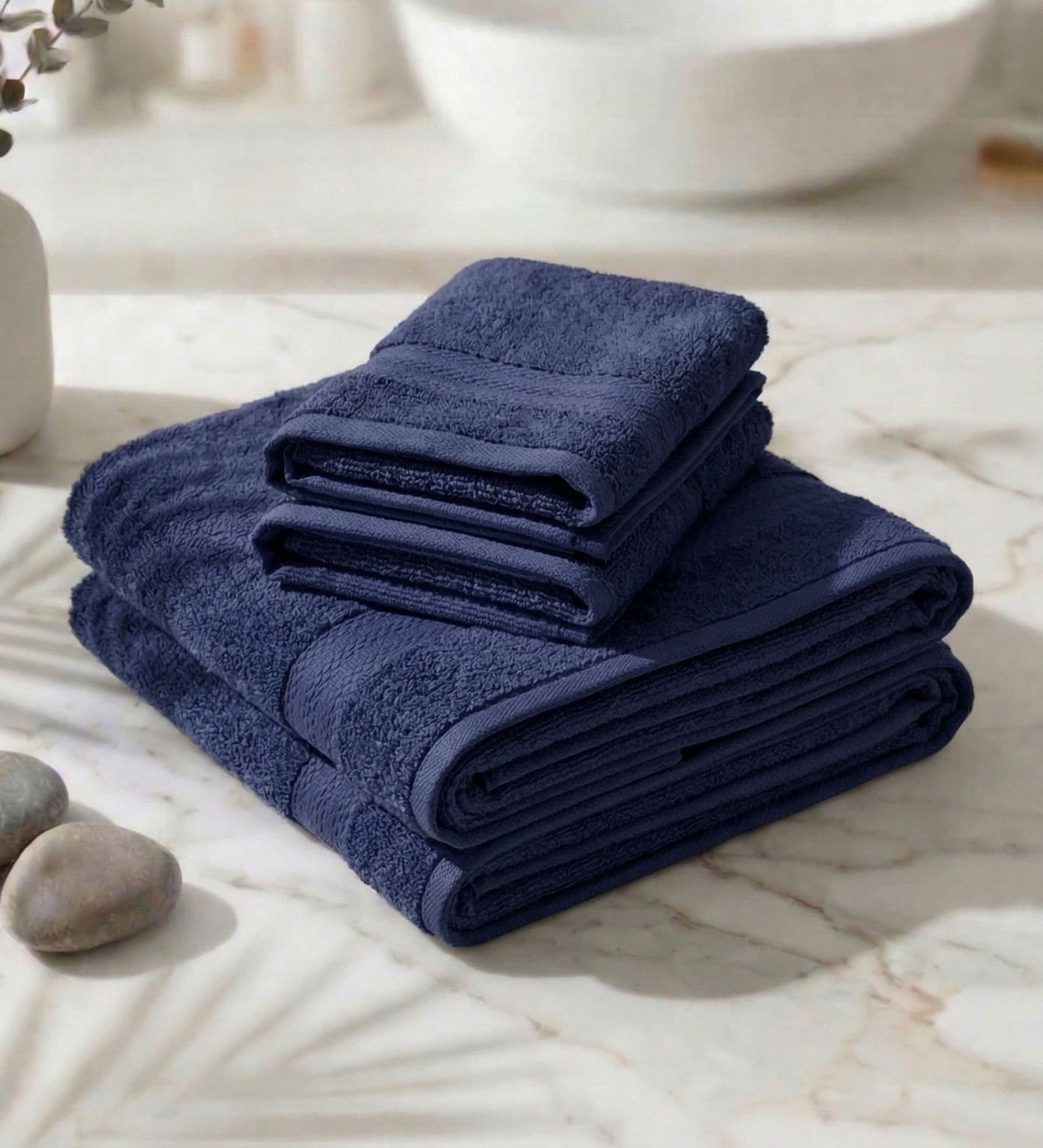 Blue 100% Cotton 380 Gsm Bath Towel 4 Pc