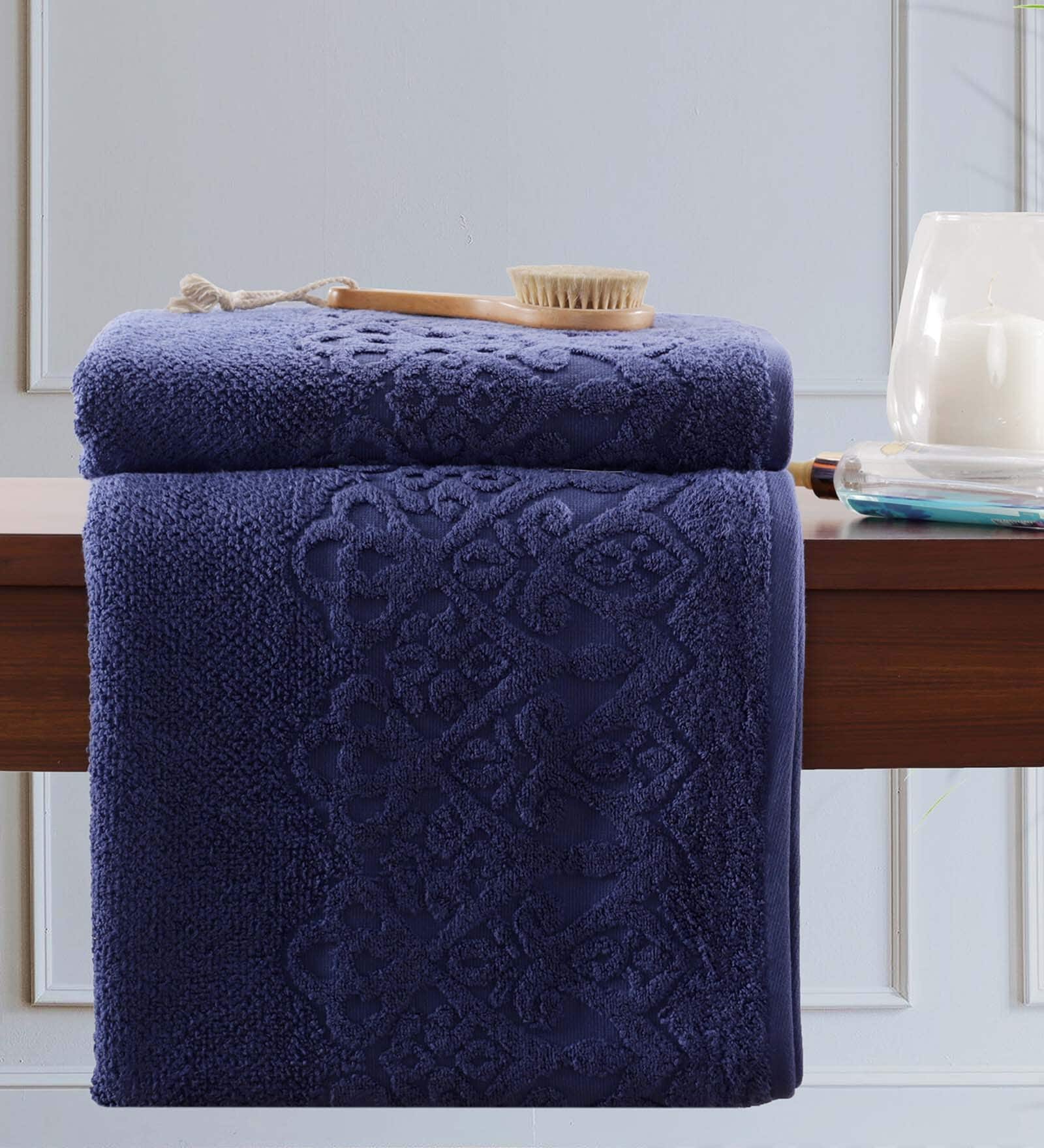 Blue 100% Cotton Solid 550 GSM Bath Towel