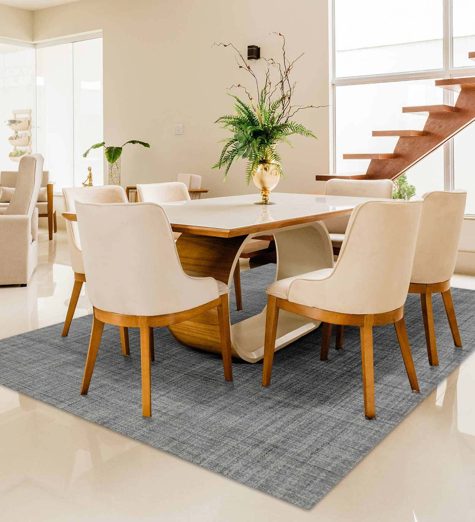 Grey Geometric 100% Wool 5 ft x 8 ft Hand Tufted Carpet