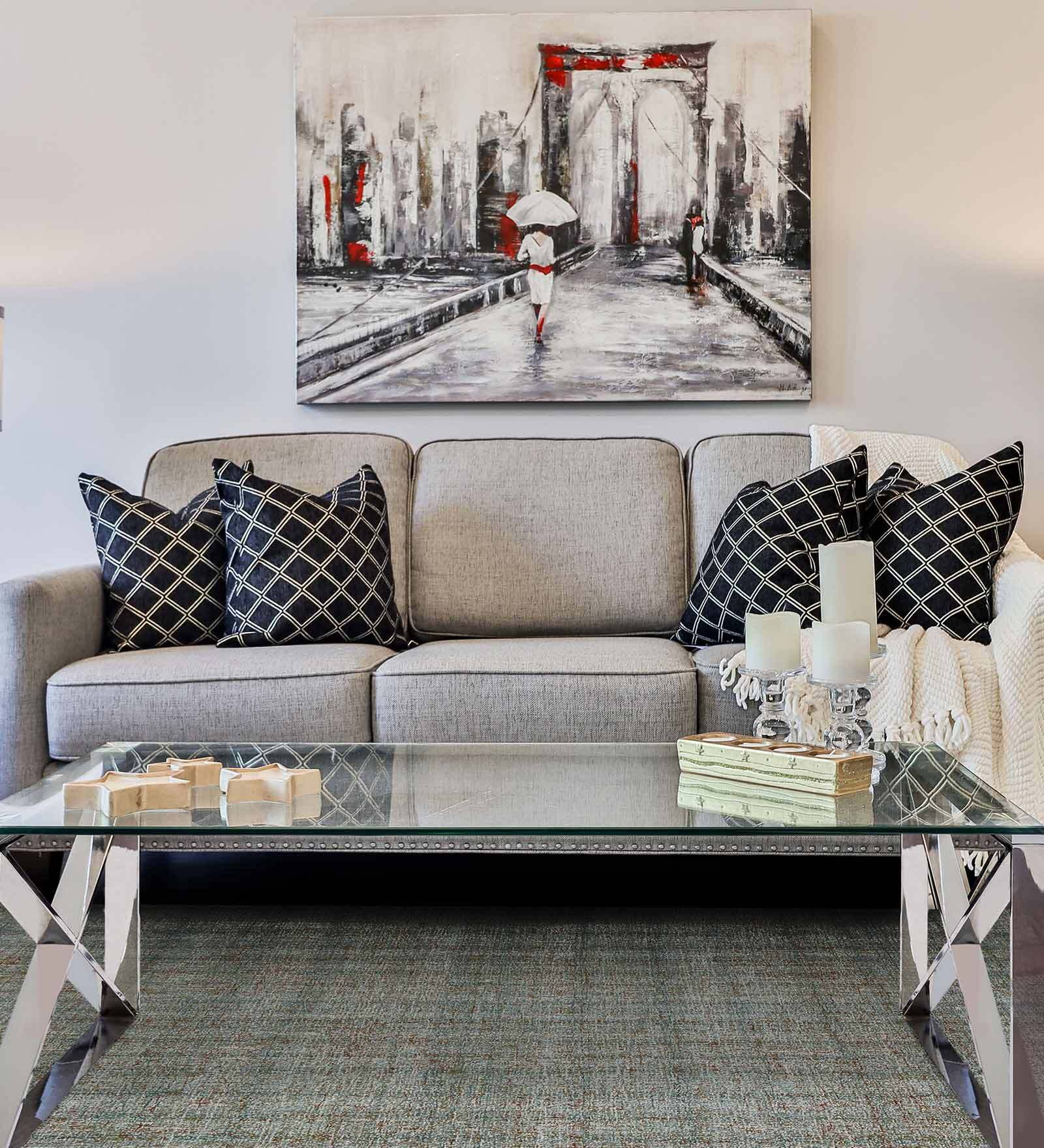 Grey Geometric 100% Wool 5 ft x 8 ft Hand Tufted Carpet