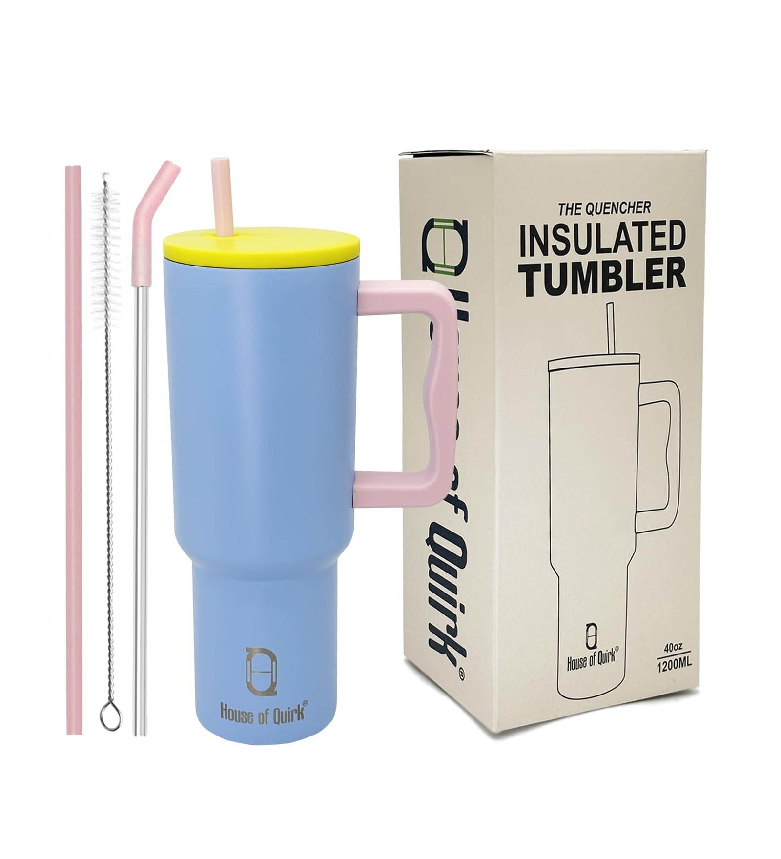 Blue 1200ml Stainless Steel Double Insulated Leak Proof Coffee Tumbler with Lid & Straw