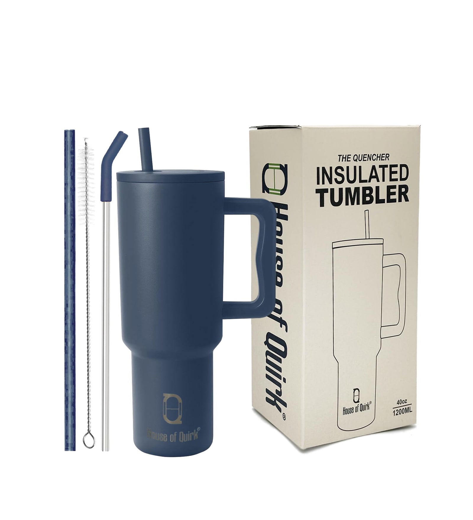 Blue 1200ml Stainless Steel Double Insulated Leak Proof Coffee Tumbler with Lid & Straw
