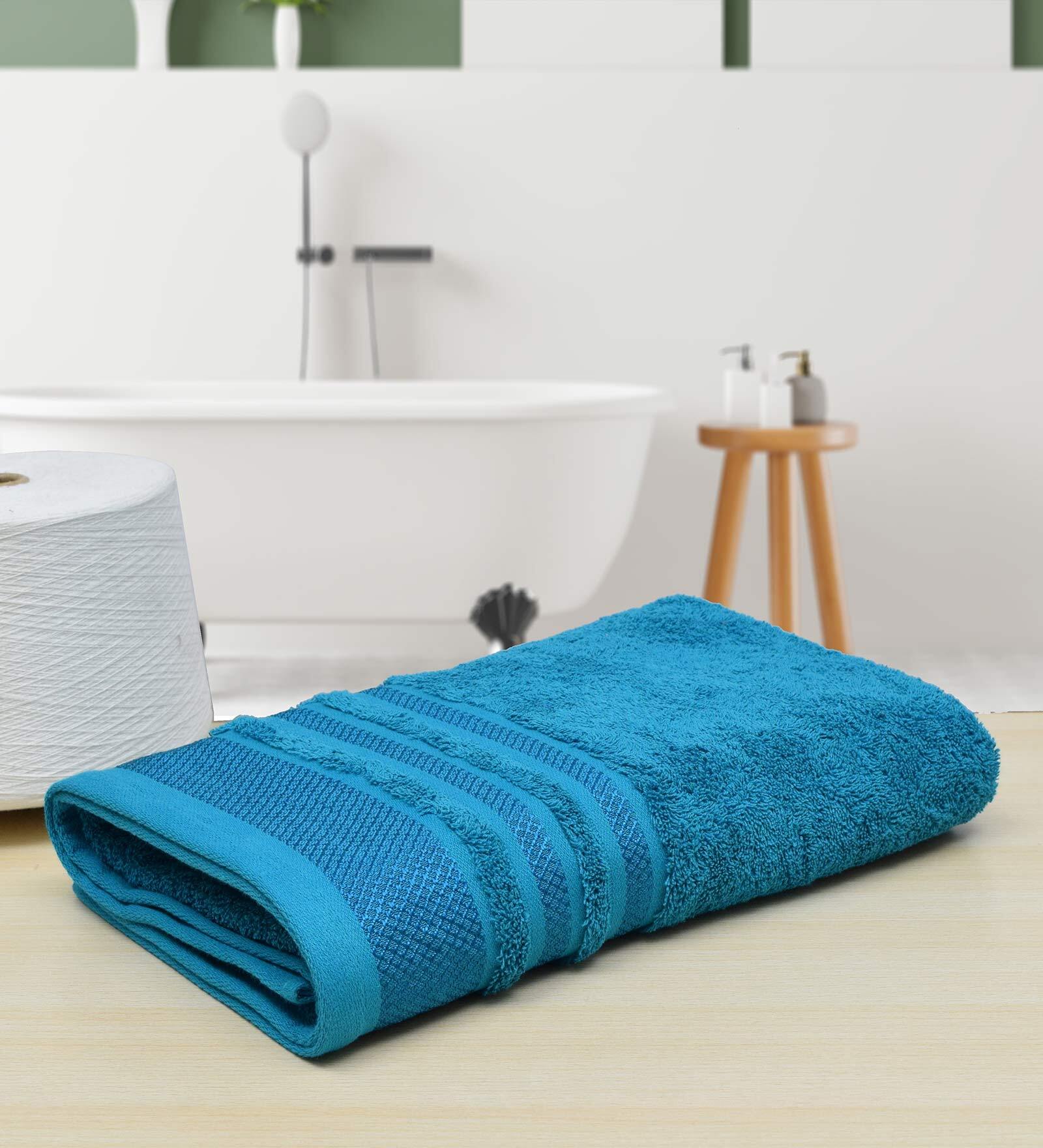 Buy Blue 650 GSM Cotton Bath Towel by Rangoli at 23 OFF by RANGOLI