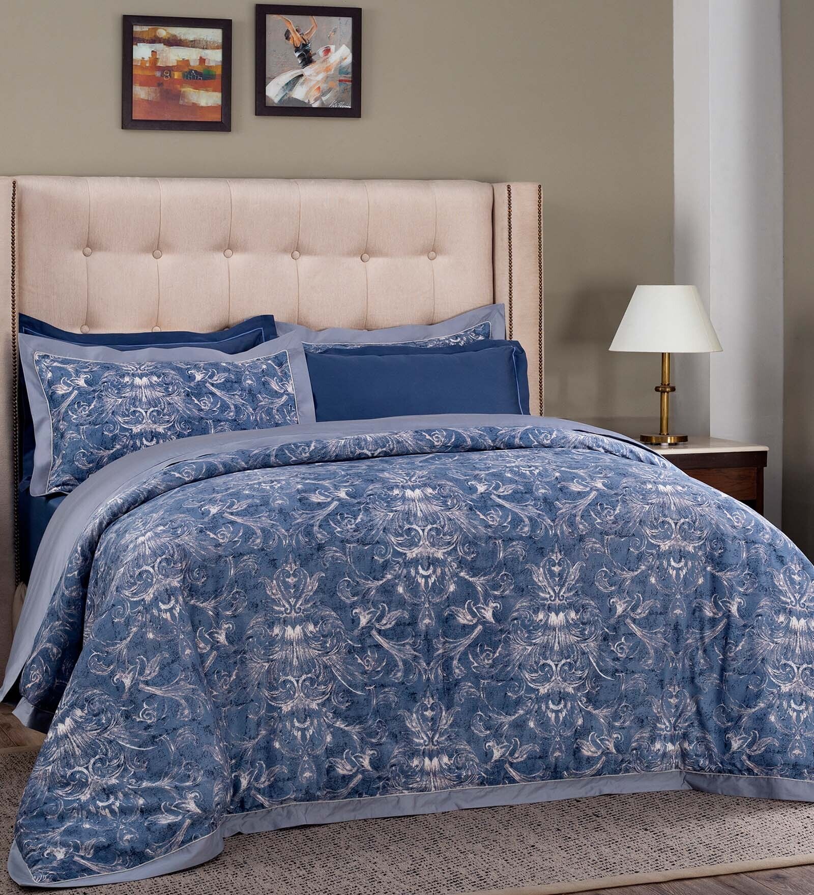 Buy Blue Abstract 100 Cotton 1 Double Bed Duvet Cover With2 Pillow