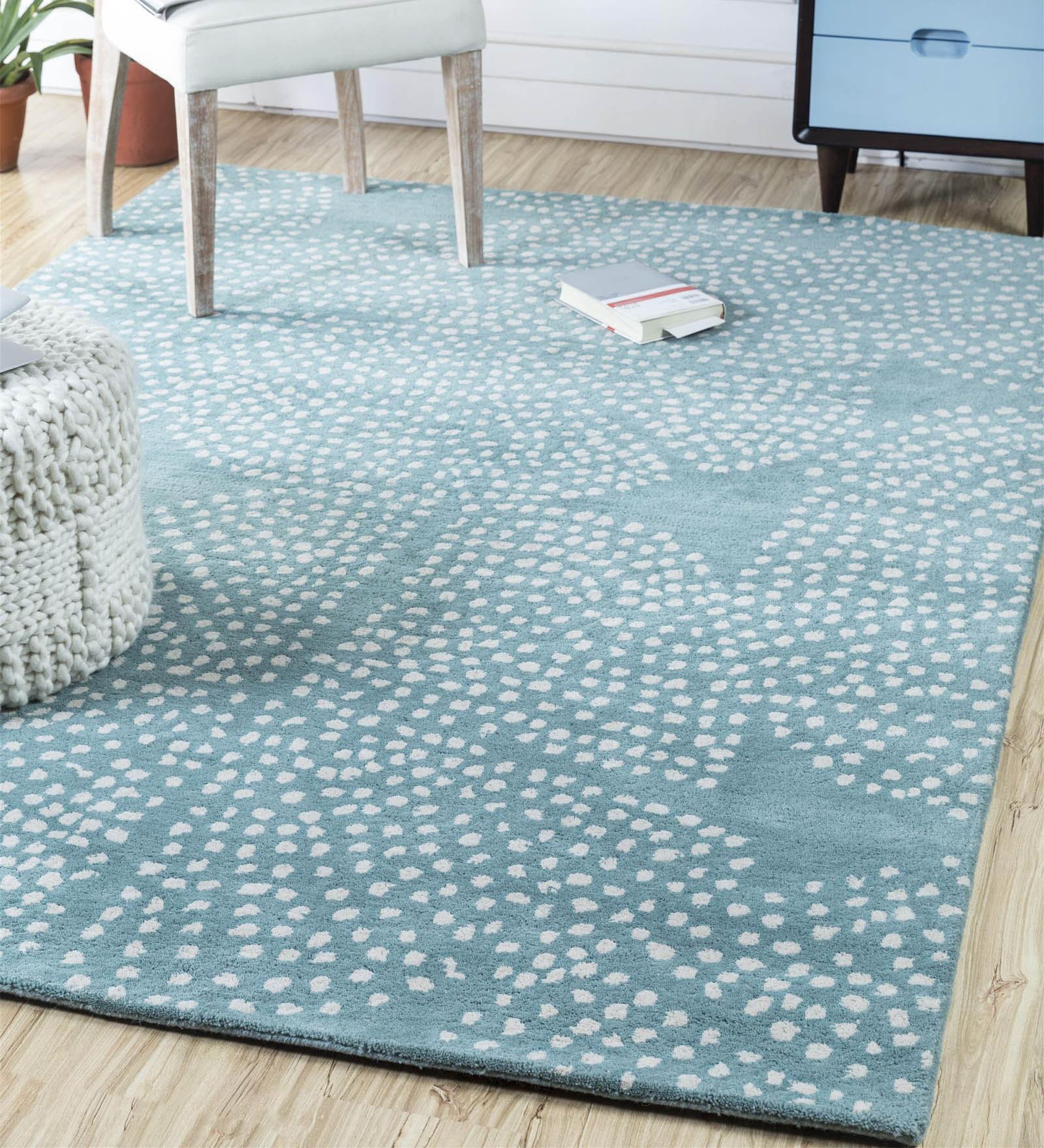 Blue Wool Abstract 5 x 8 Feet Hand Tufted Carpet