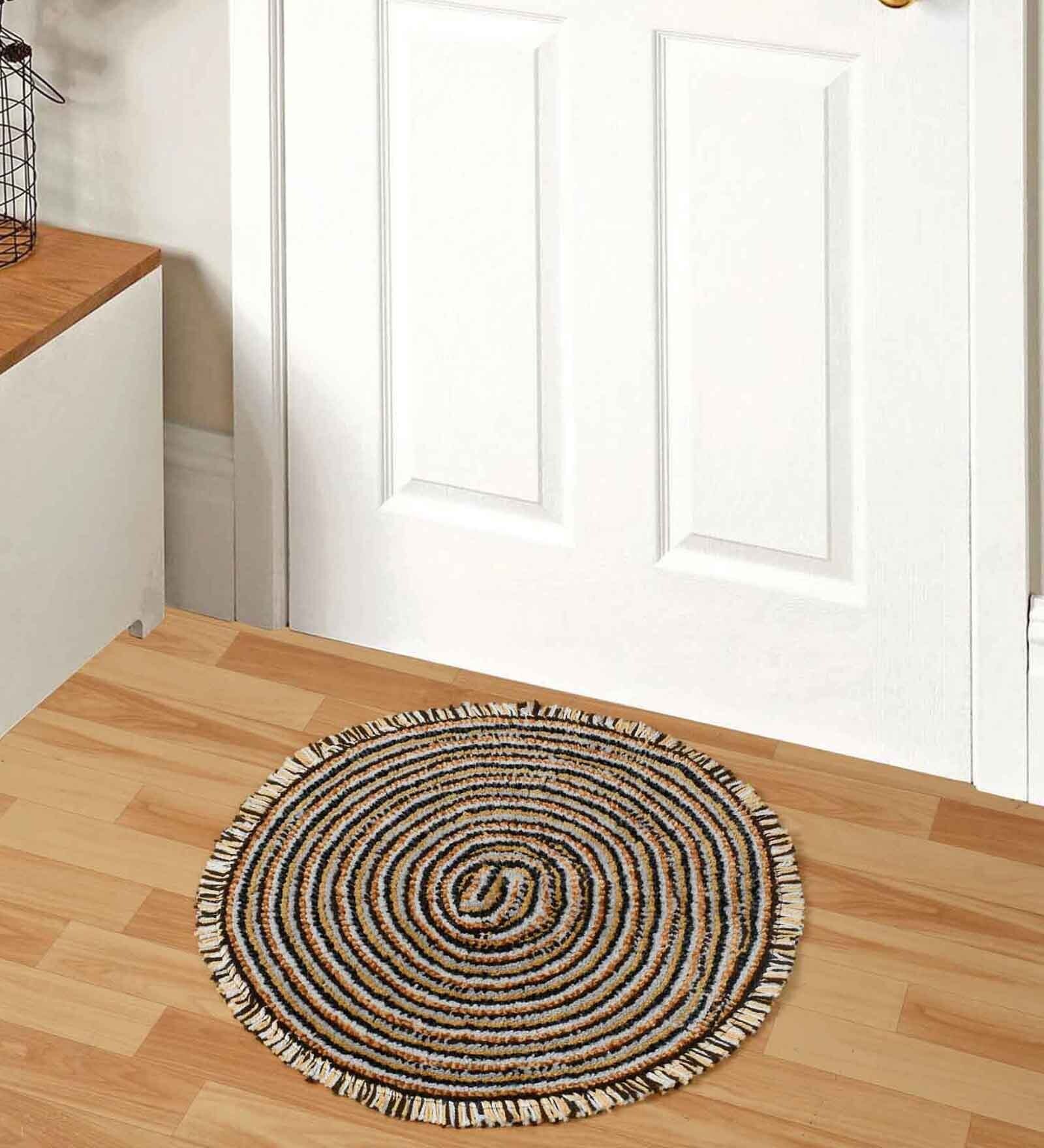 Brown Microfiber 24x24 Inches Round Door Mat