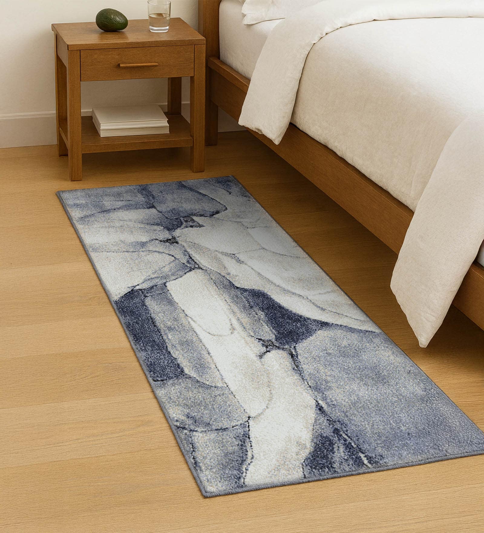 Blue Abstract Polypropylene 5 ft x 2.5 ft Machine Made Runner