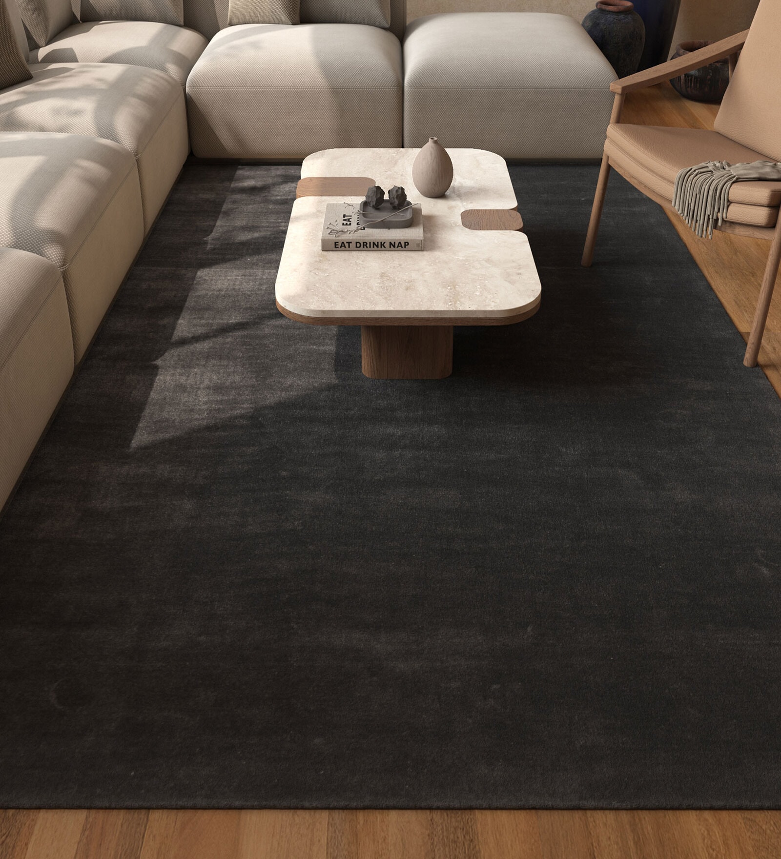 Blue Abstract Viscose 4 ft X 6 ft Hand Tufted Rectangle Carpet