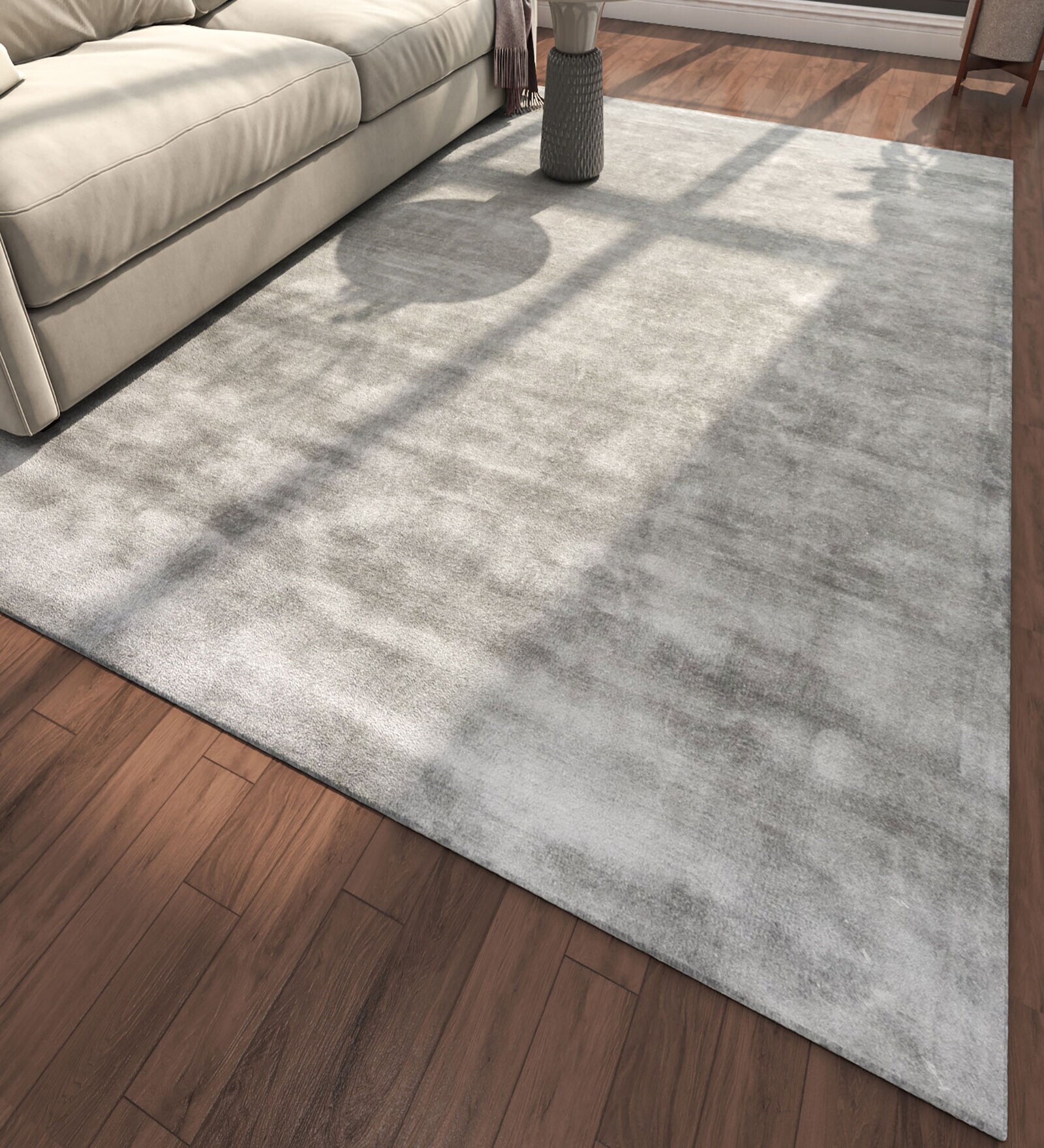 Blue Abstract Viscose 6 ft X 9 ft Hand Tufted Rectangle Carpet