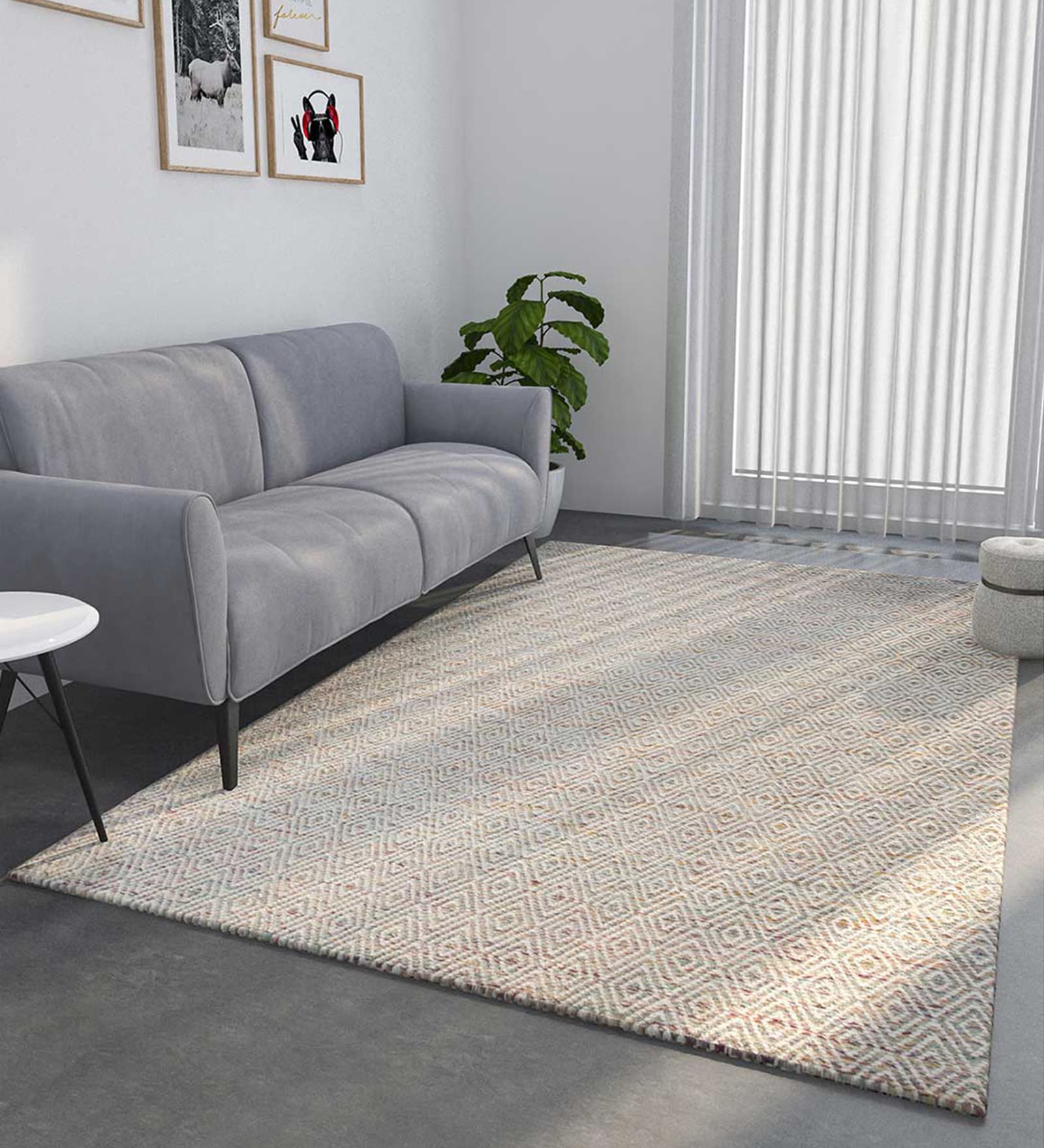 Grey Abstract Wool & Viscose 6 ft x 9 ft Hand Knotted Carpet