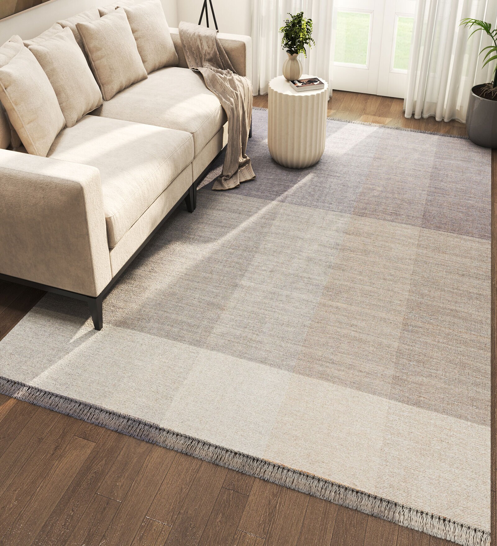 Blue Abstract Wool 6 ft X 9 ft Hand Woven Carpet