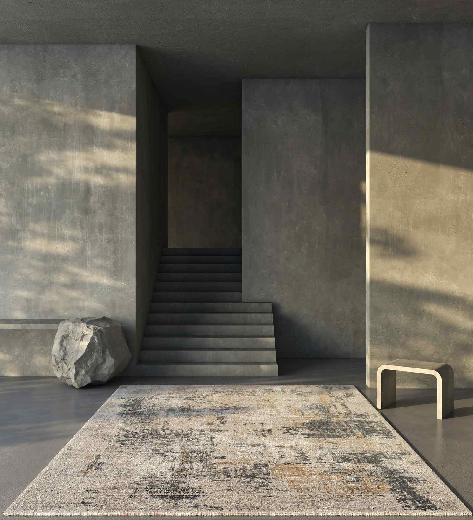 Blue and Grey Abstract Polyester 5x7.5 Feet Machine Made Carpet Blue and Grey Abstract Polyester 5x7.5 Feet Machine Made Carpet