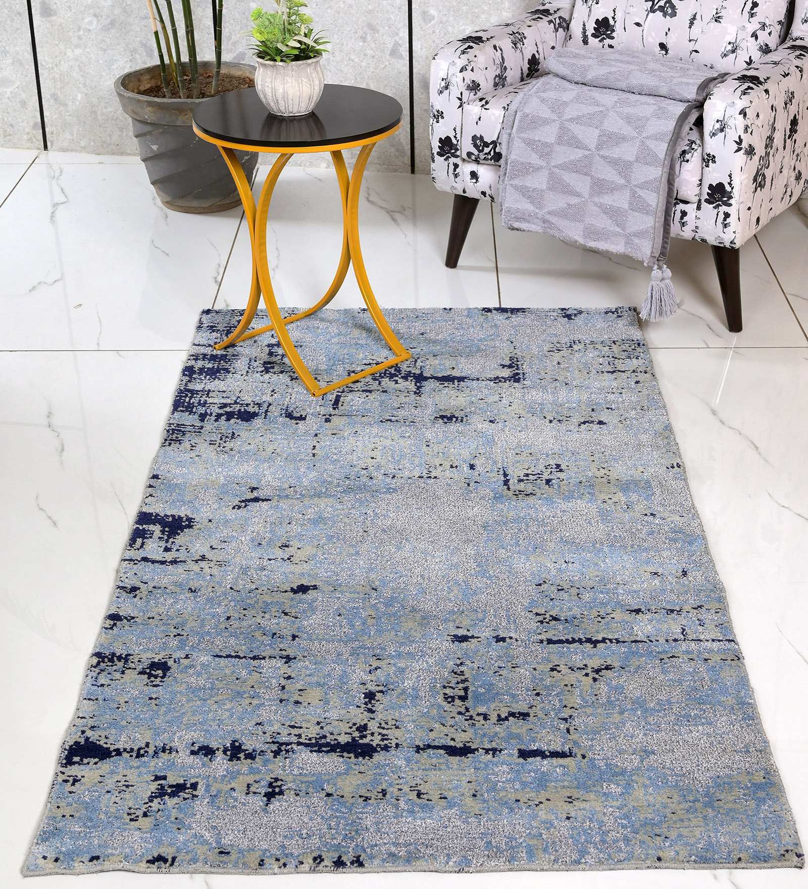 Blue Anil Modern Pile 4X6 Ft Carpet