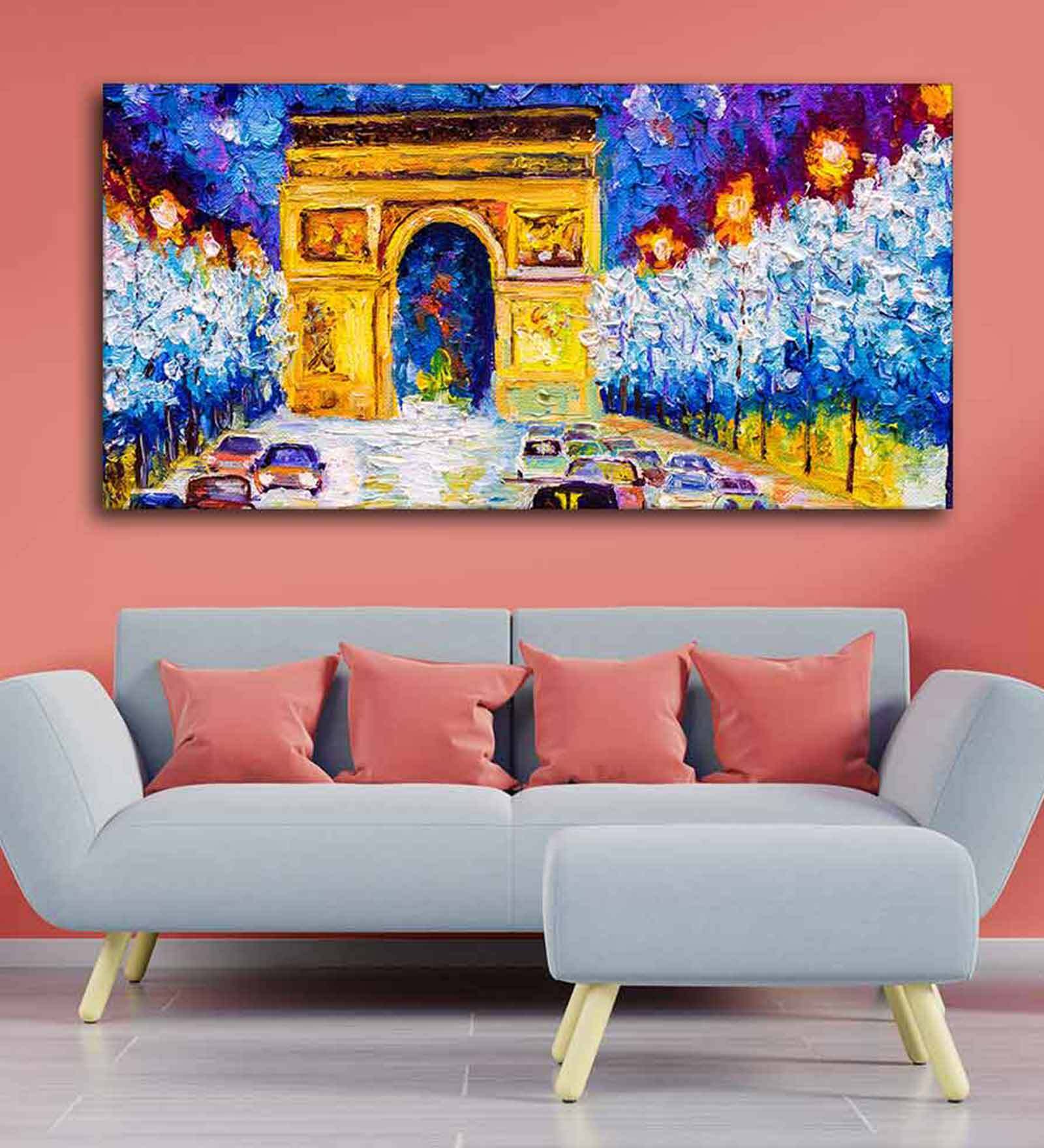 Blue Arc De Triomphe Canvas Wall Painting