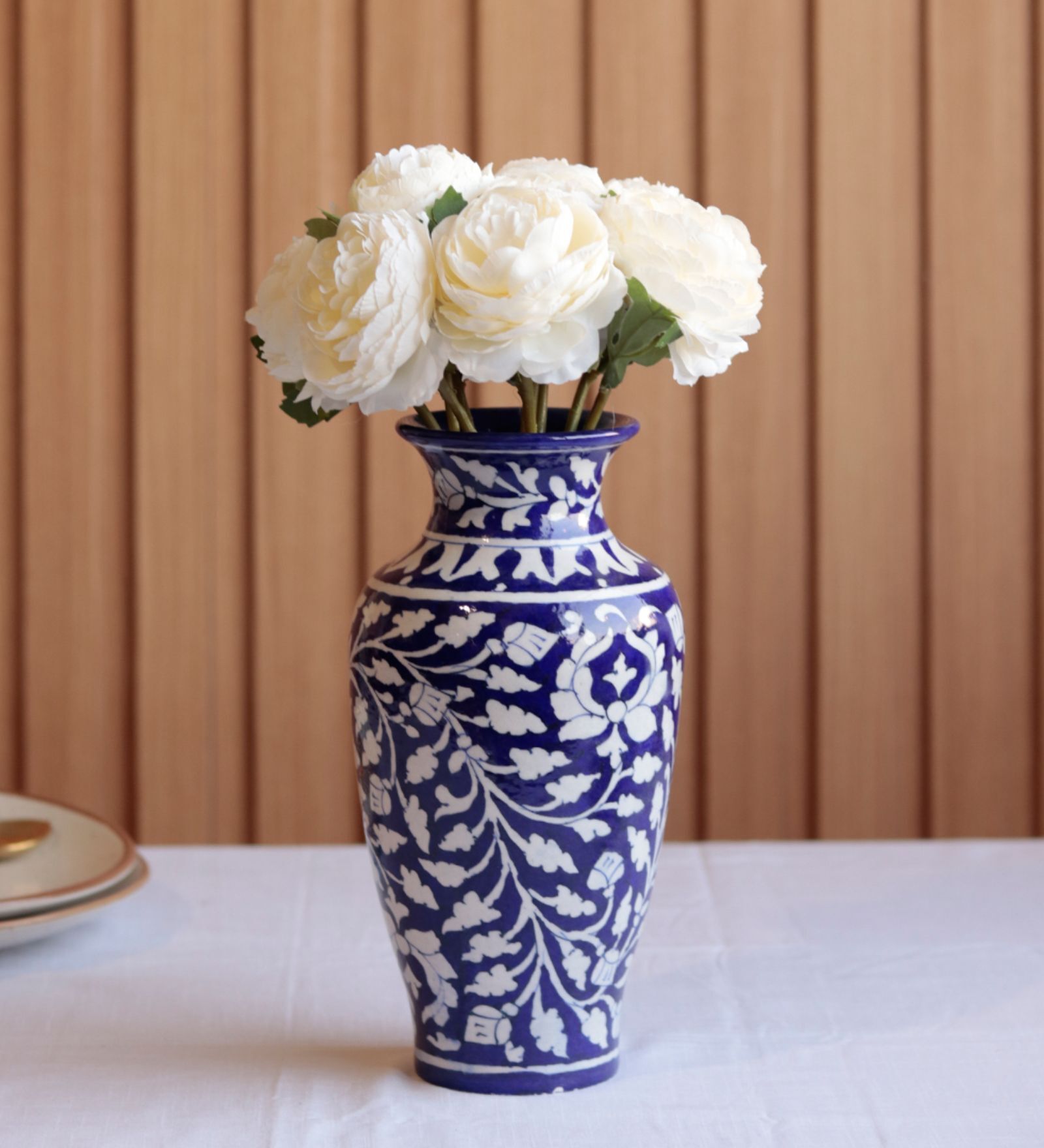 Blue Ceramic Decorative Bud Vase