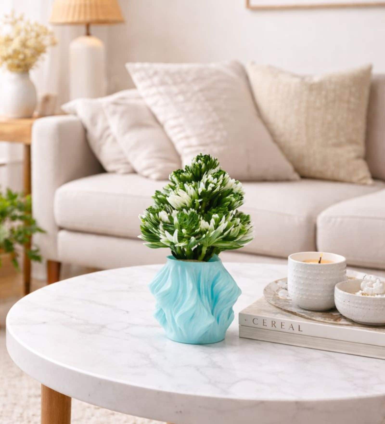 Artificial Plants with Blue Pot