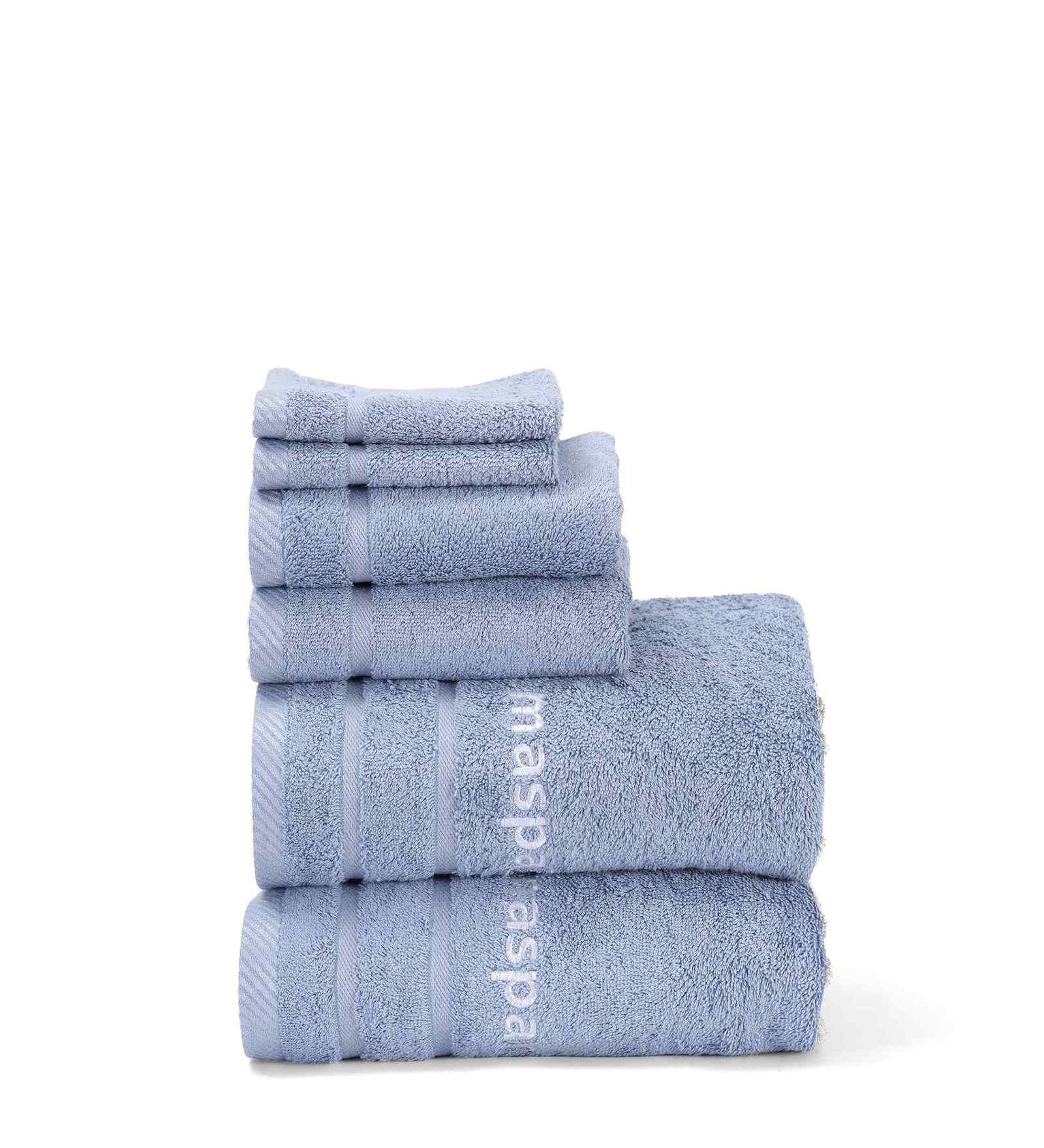 Blue Bamboo Cotton Solid 650 GSM Bath Hand & Face Towel Set (6Pc)
