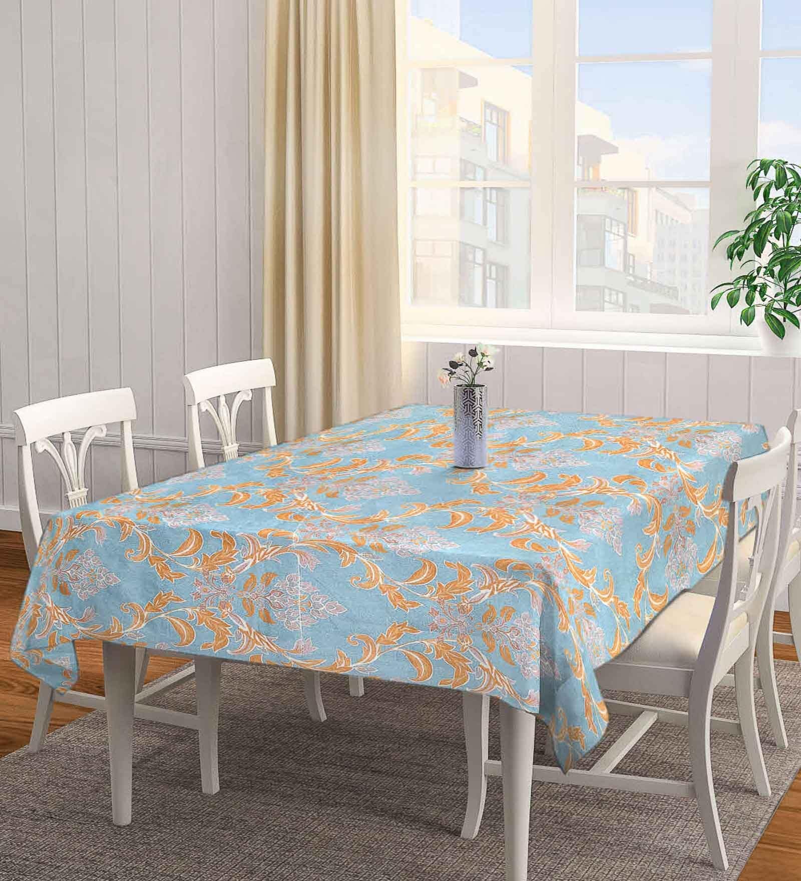 Blue Blended Cotton Indian 72x52 Inches Table linen