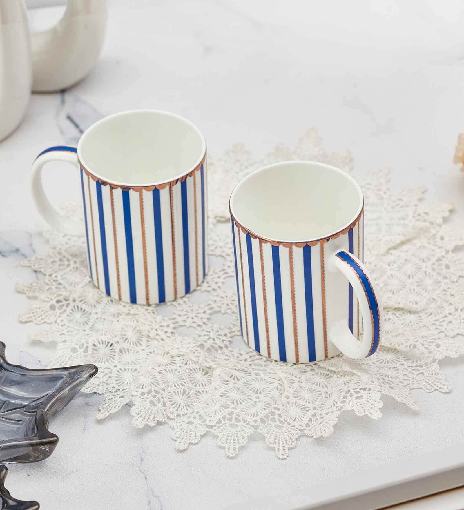 Blue Bliss Tea & Coffee Mugs (Set Of 2)