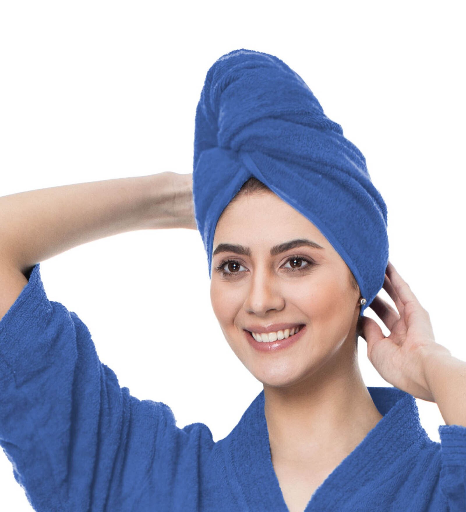 Blue Caldezonia Solid 450 GSM Microfiber Bath HairWrap
