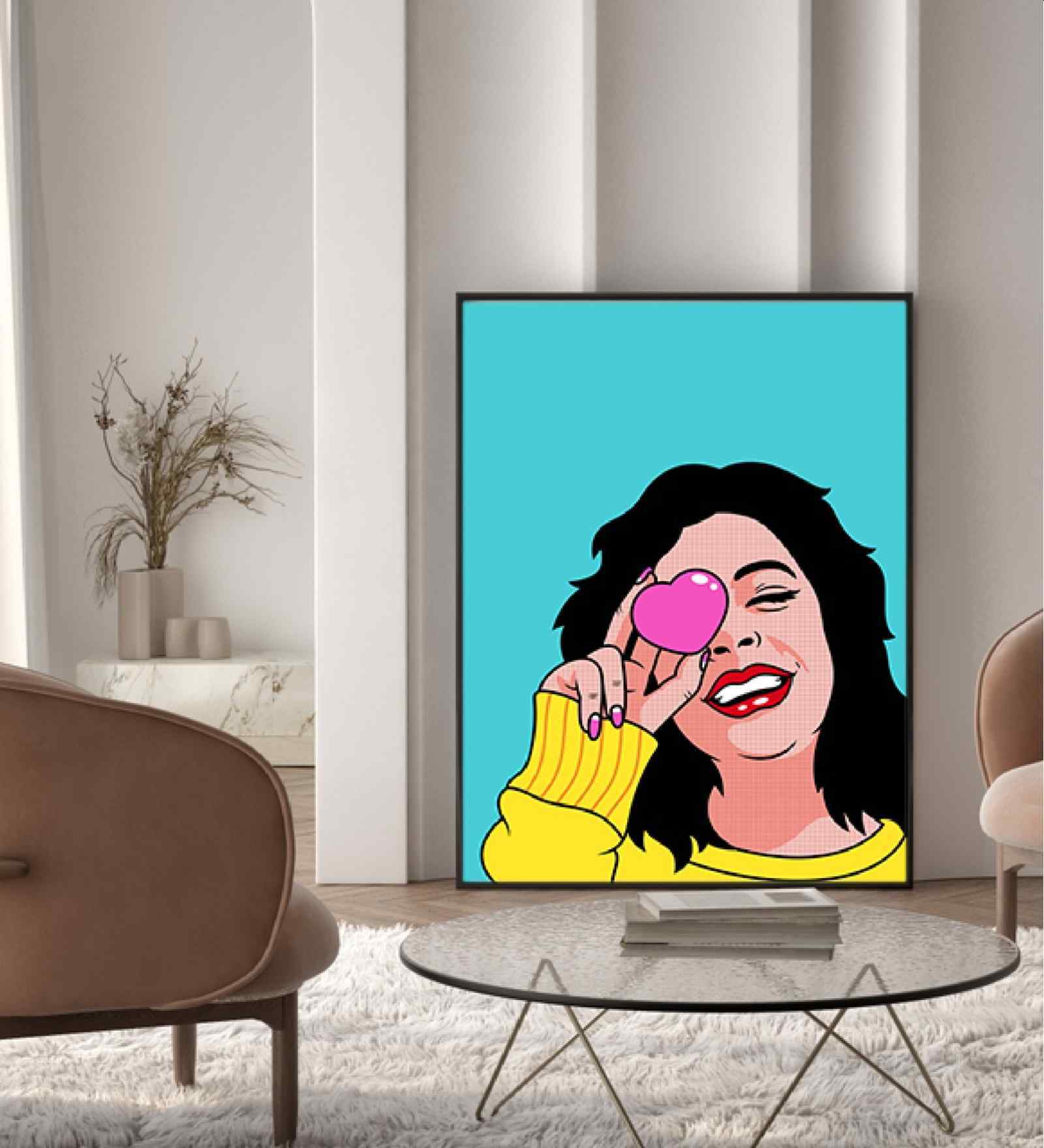 Blue Canvas Printed Pop Framed Art