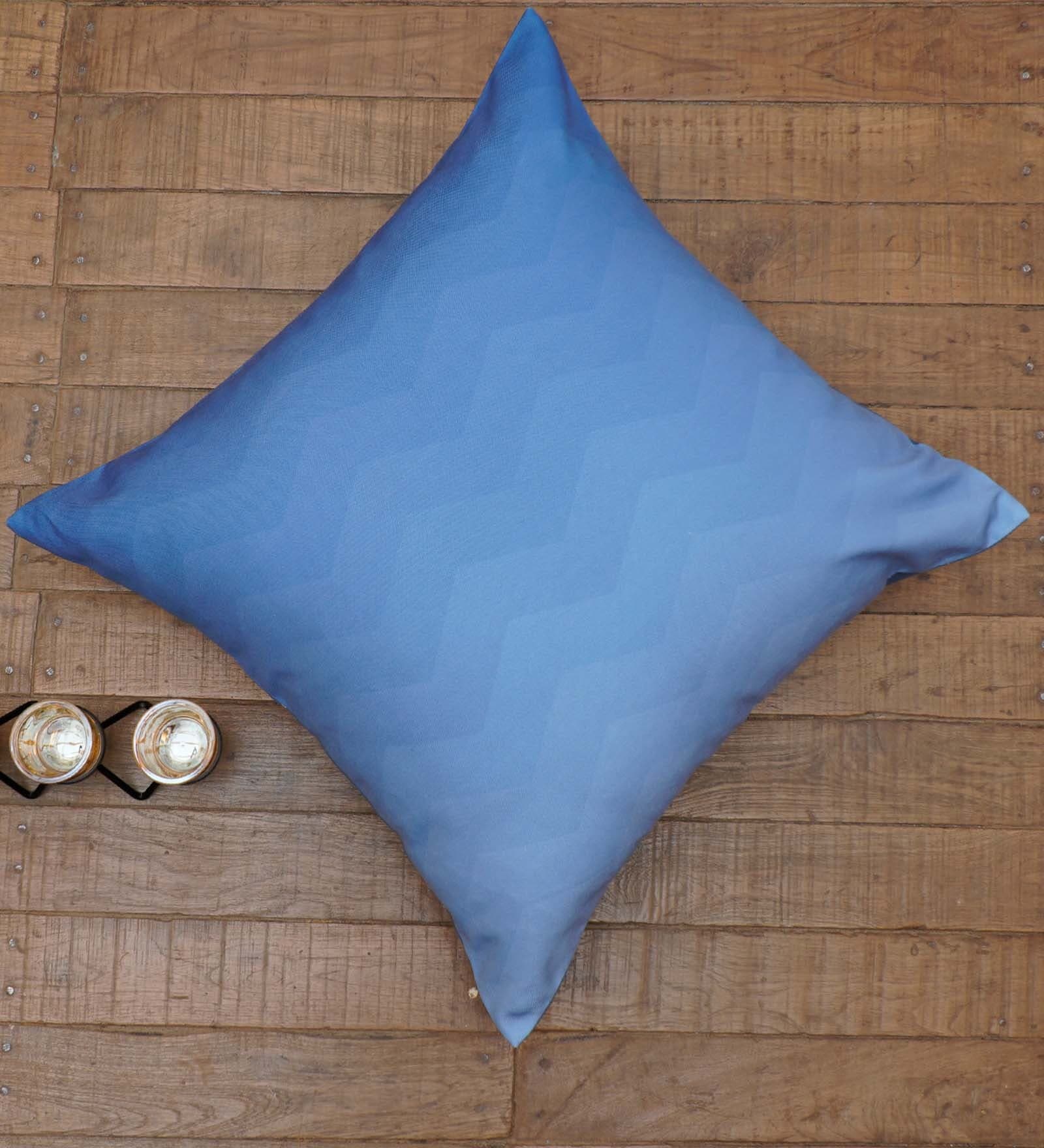 Blue Zig Zag Canvas 24 x 24 Inches Cushion Cover