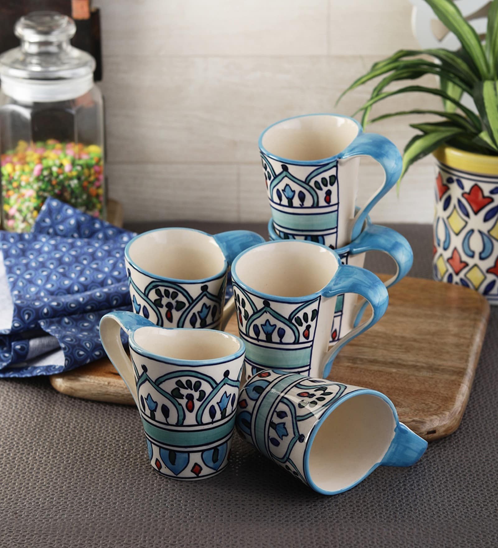 The Royal 150ml Blue & White Ceramic (Set of 6) Coffee Mug