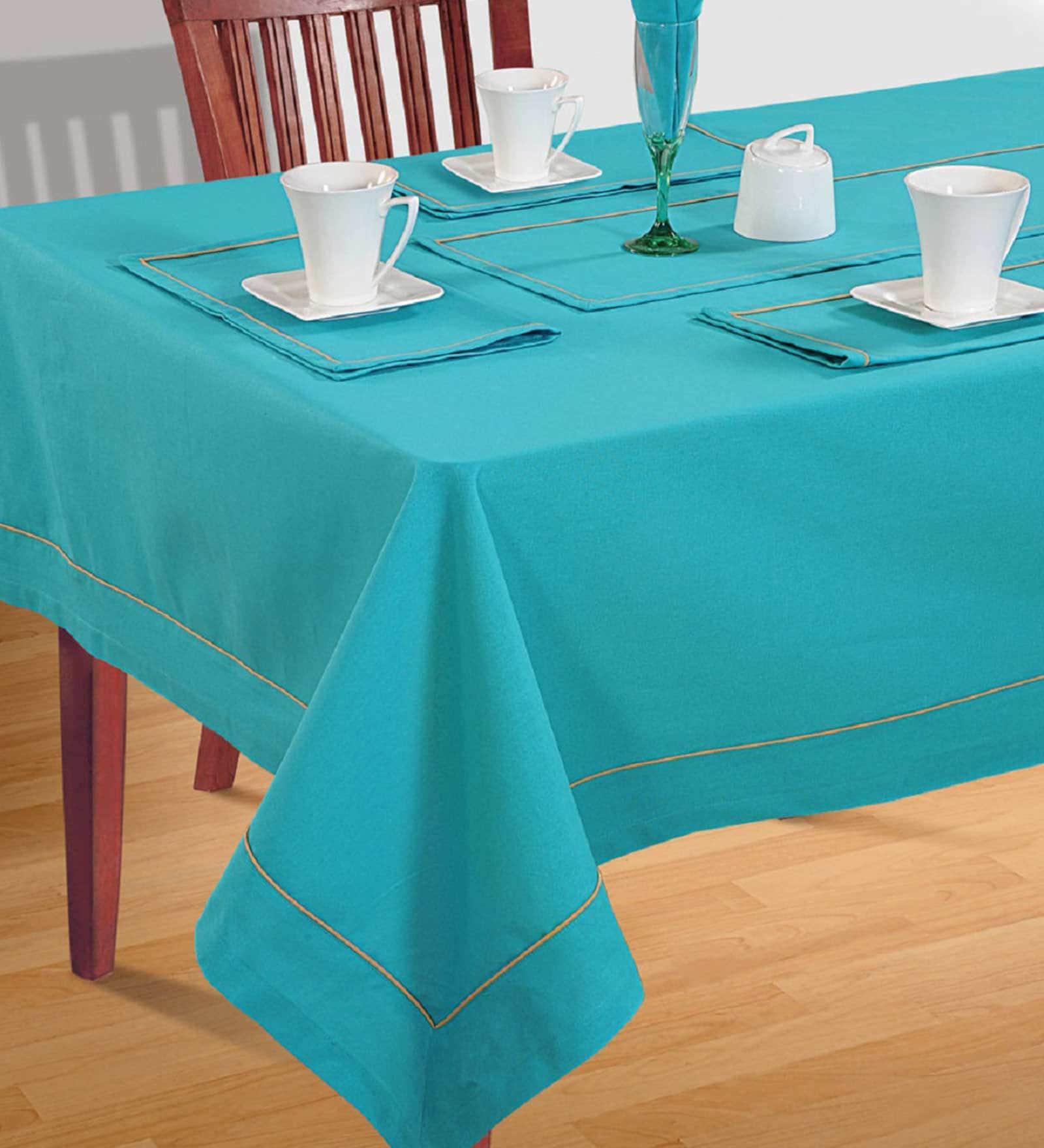Derrick (118x70) Blue Cotton Table Cloth