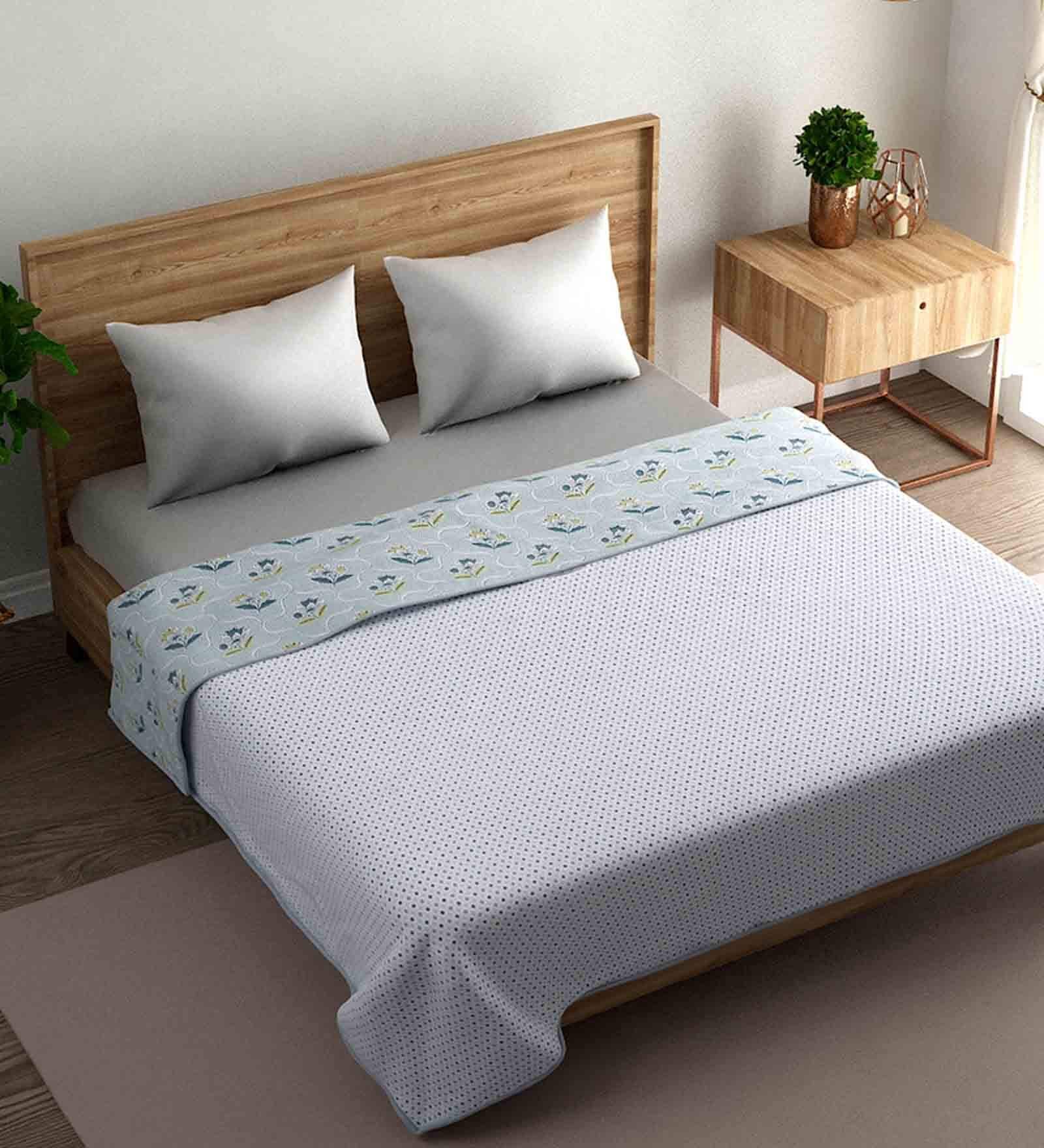 Buy Blue Solid Cotton 140 GSM Double Bed Dohar by Naksh at 29 OFF by