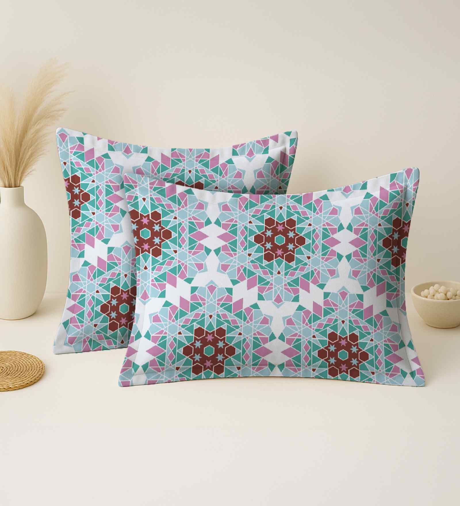 Blue Cotton 27x18 Inches Pillow Covers (Set of 2)
