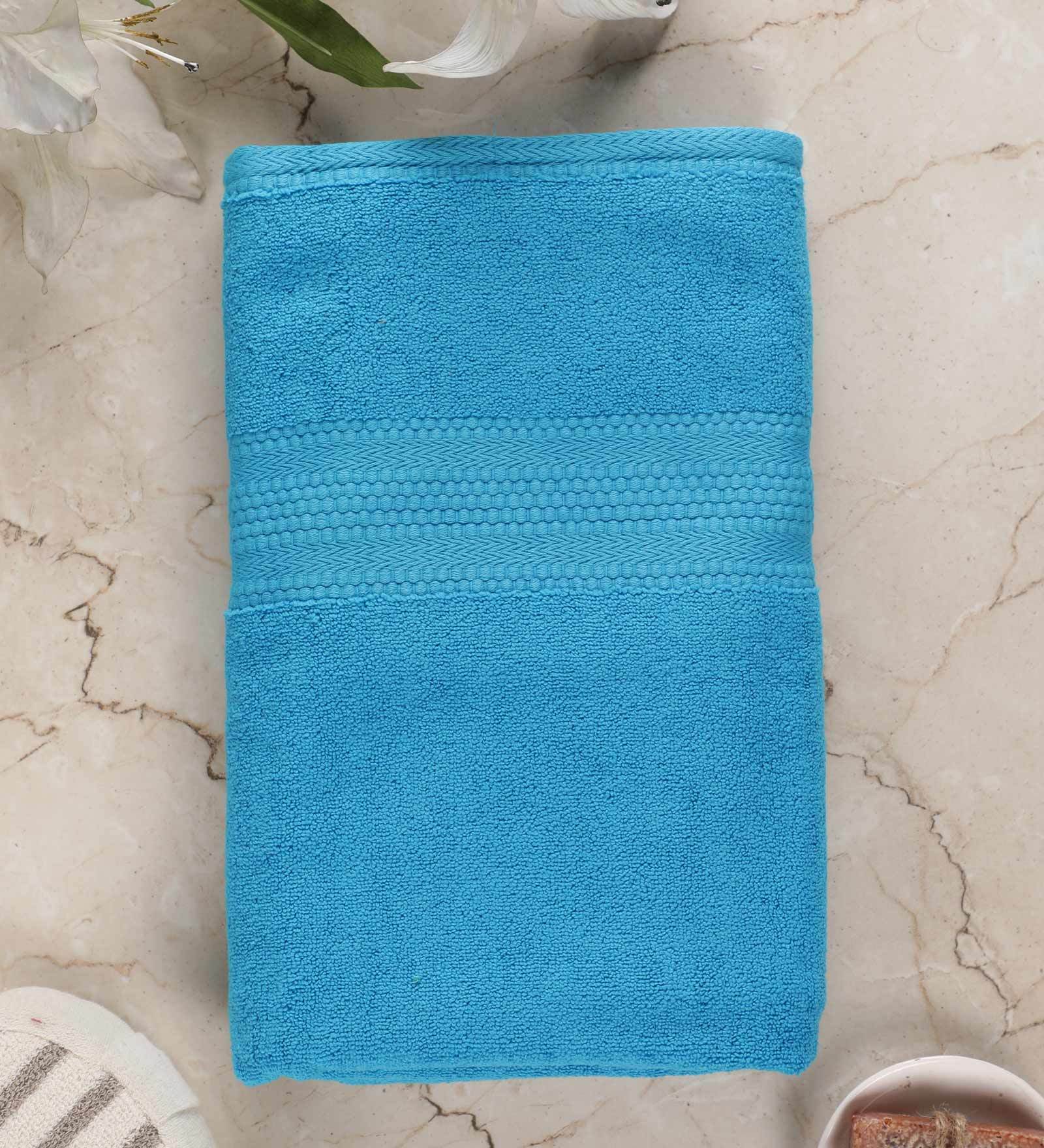 Blue Cotton 600 GSM Bath Towel