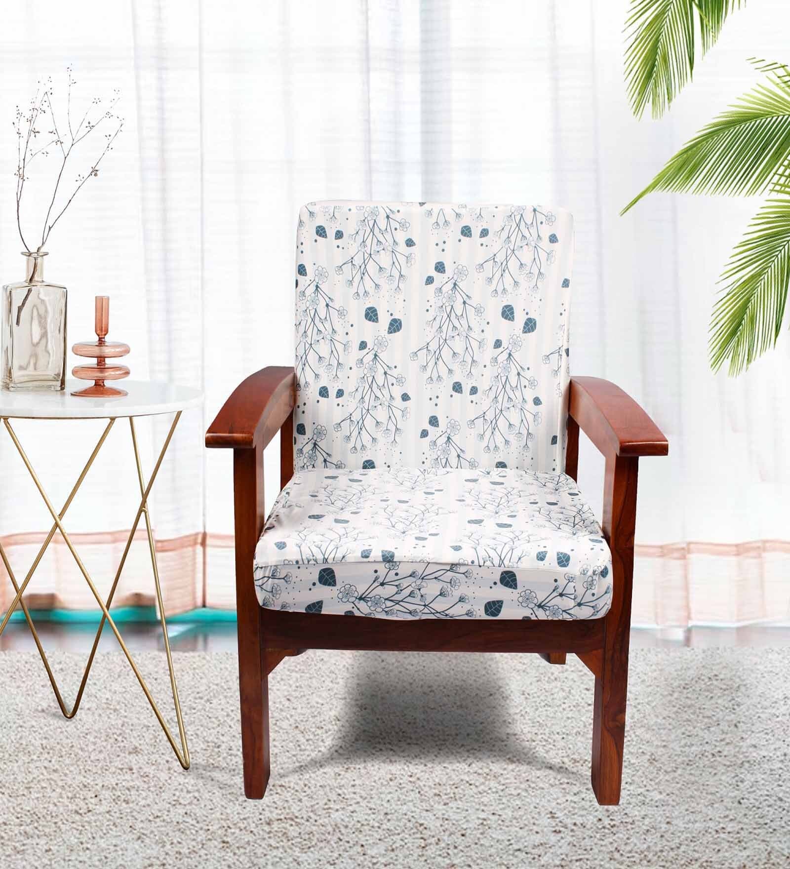 Blue Cotton Abstract 20x20 Inches 1 Seater Sofa Chair Covers (Pack of 10)