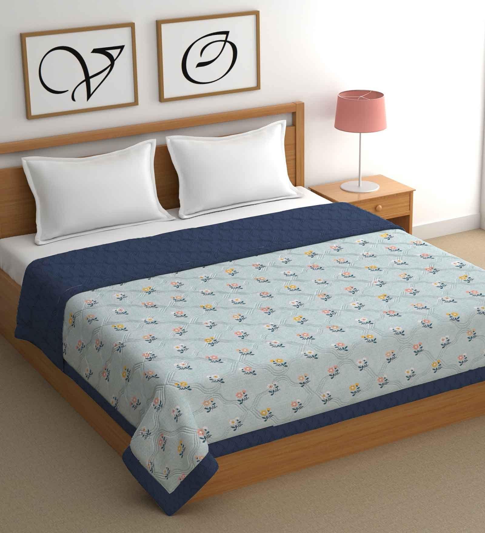 Blue Cotton Abstract 500 GSM Double Bed Comforter