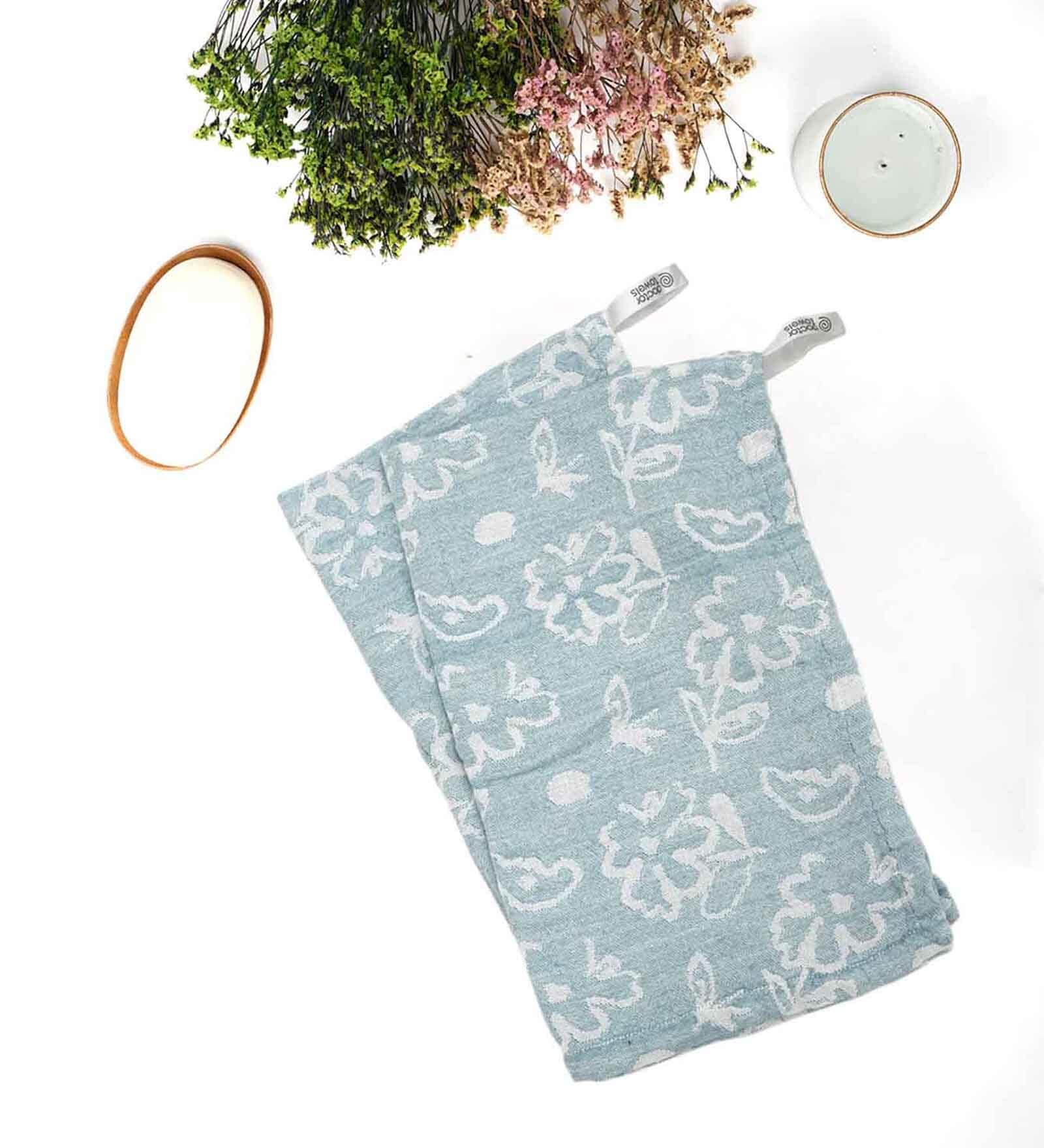 Blue Banana Jacquard Floral 250 GSM 2 Pcs Hand Towel
