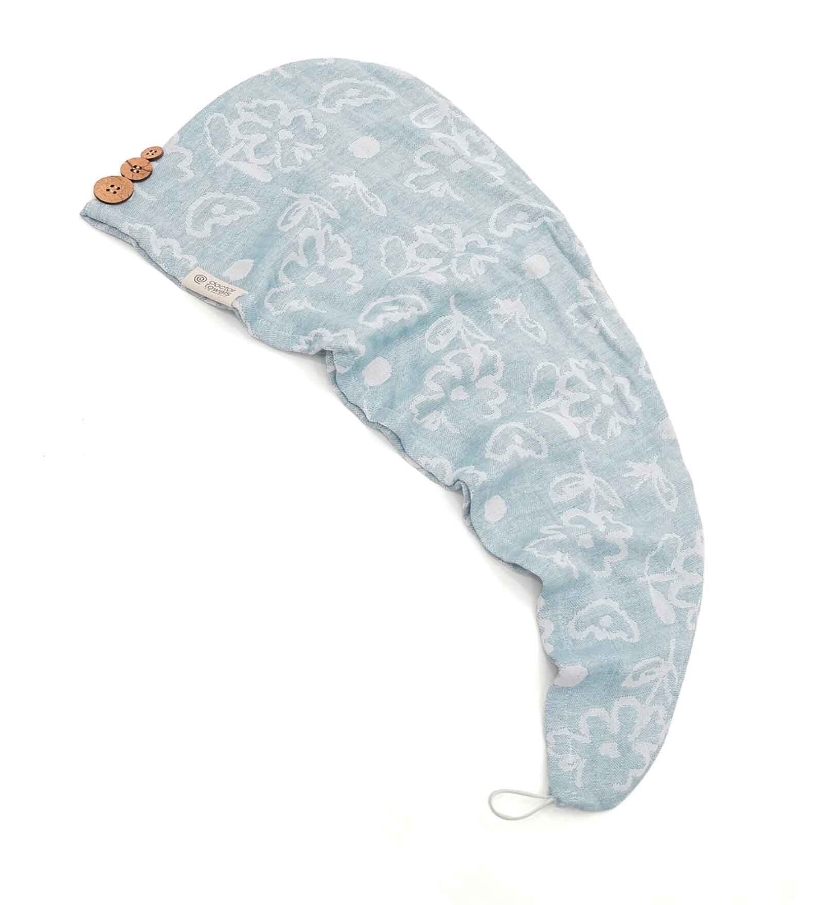 Blue Banana Jacquard Floral 300 GSM Hair Wrap Towel (Set of 1 )