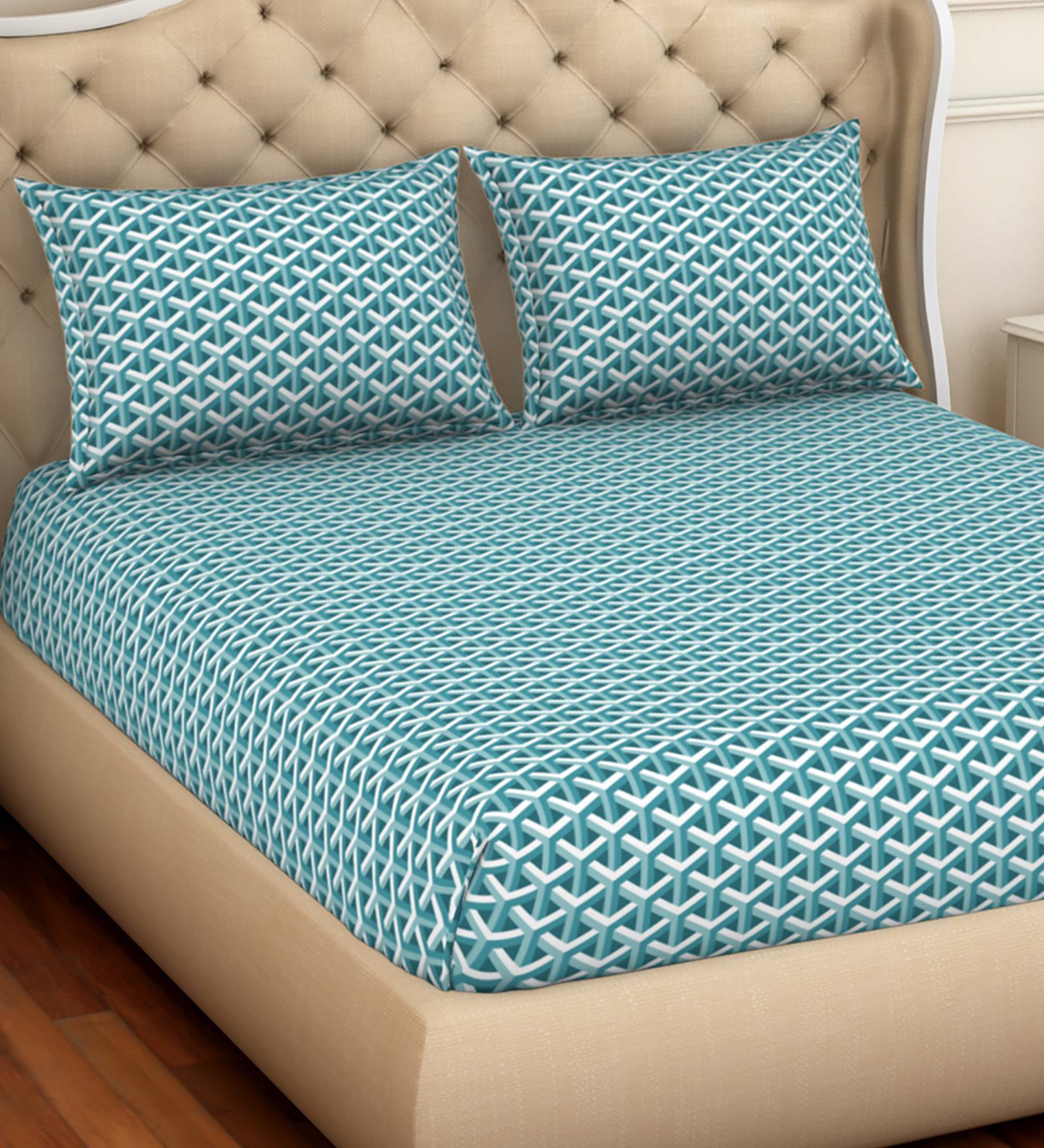 Buy Atrium Cotton 144TC Double Bedsheet with 2 Pillow Covers by Spaces ...