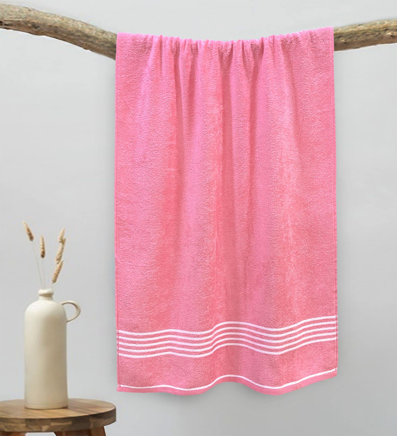 Blossom Pink Cotton Abstract 400 GSM Bath Towel (1Pc)