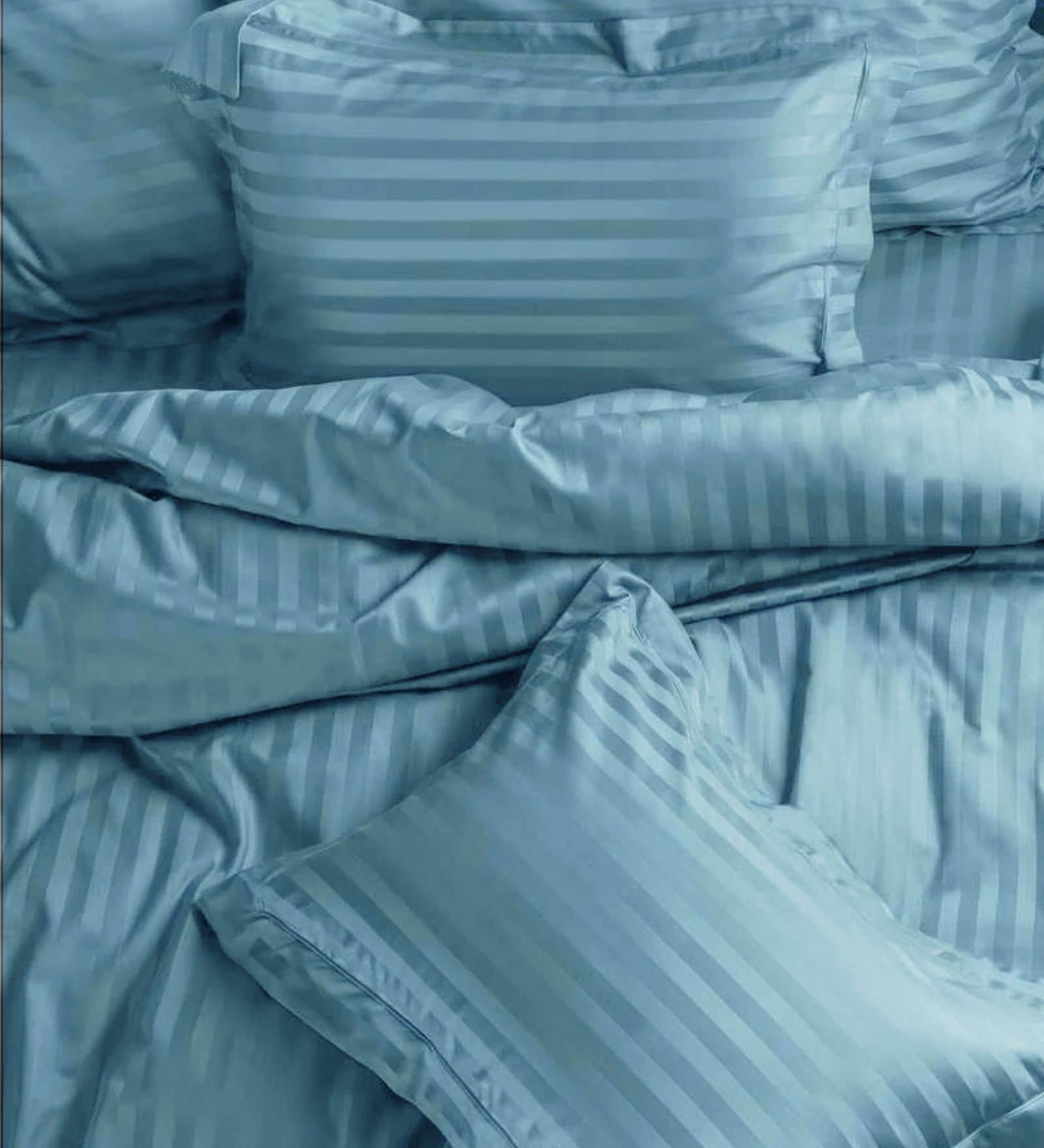 Blue Cotton 210TC Striped Set of 2 Pillow Covers