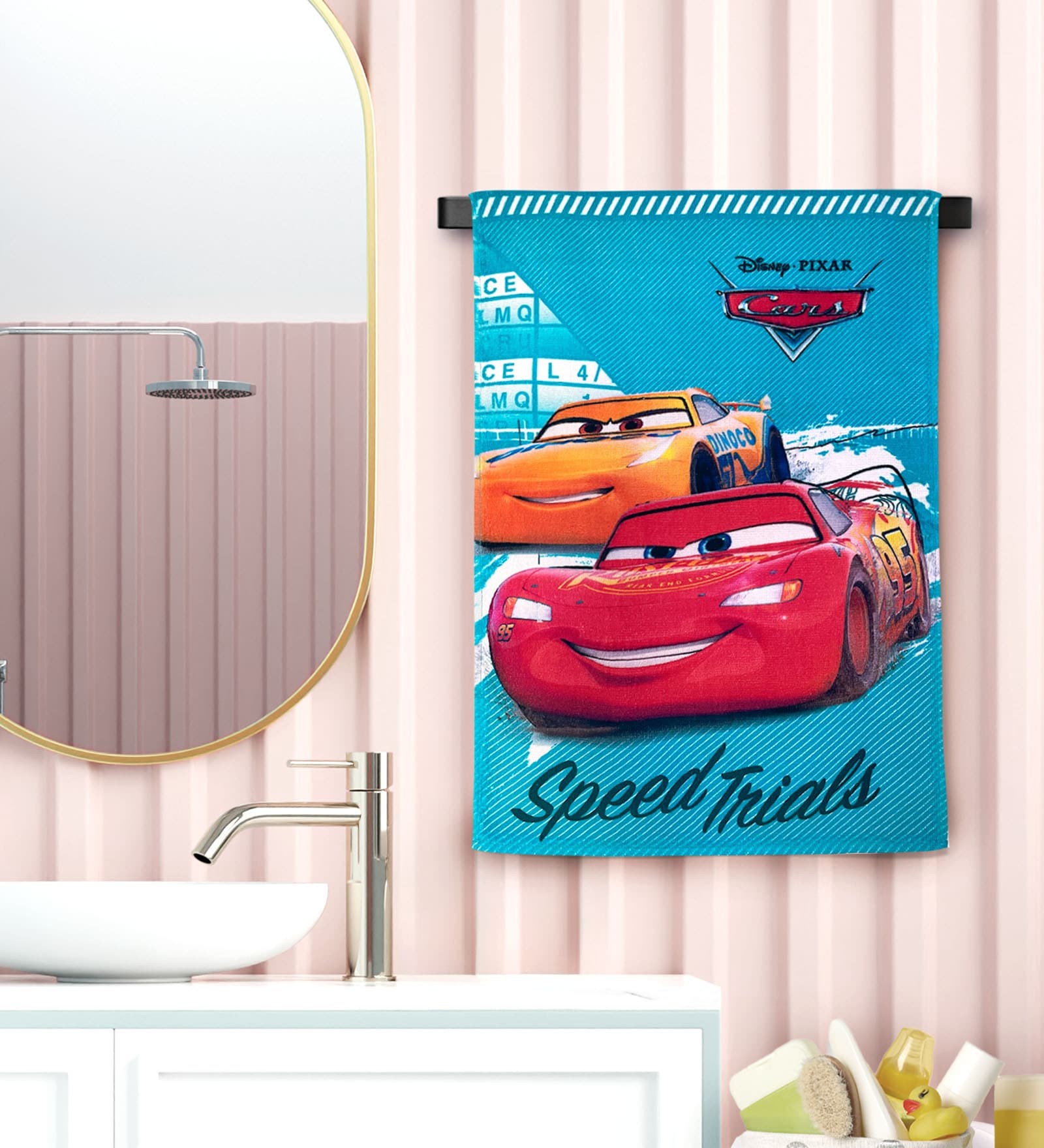 Blue Cotton Disney Cars 400 GSM Hand Towel (Pack of 2)