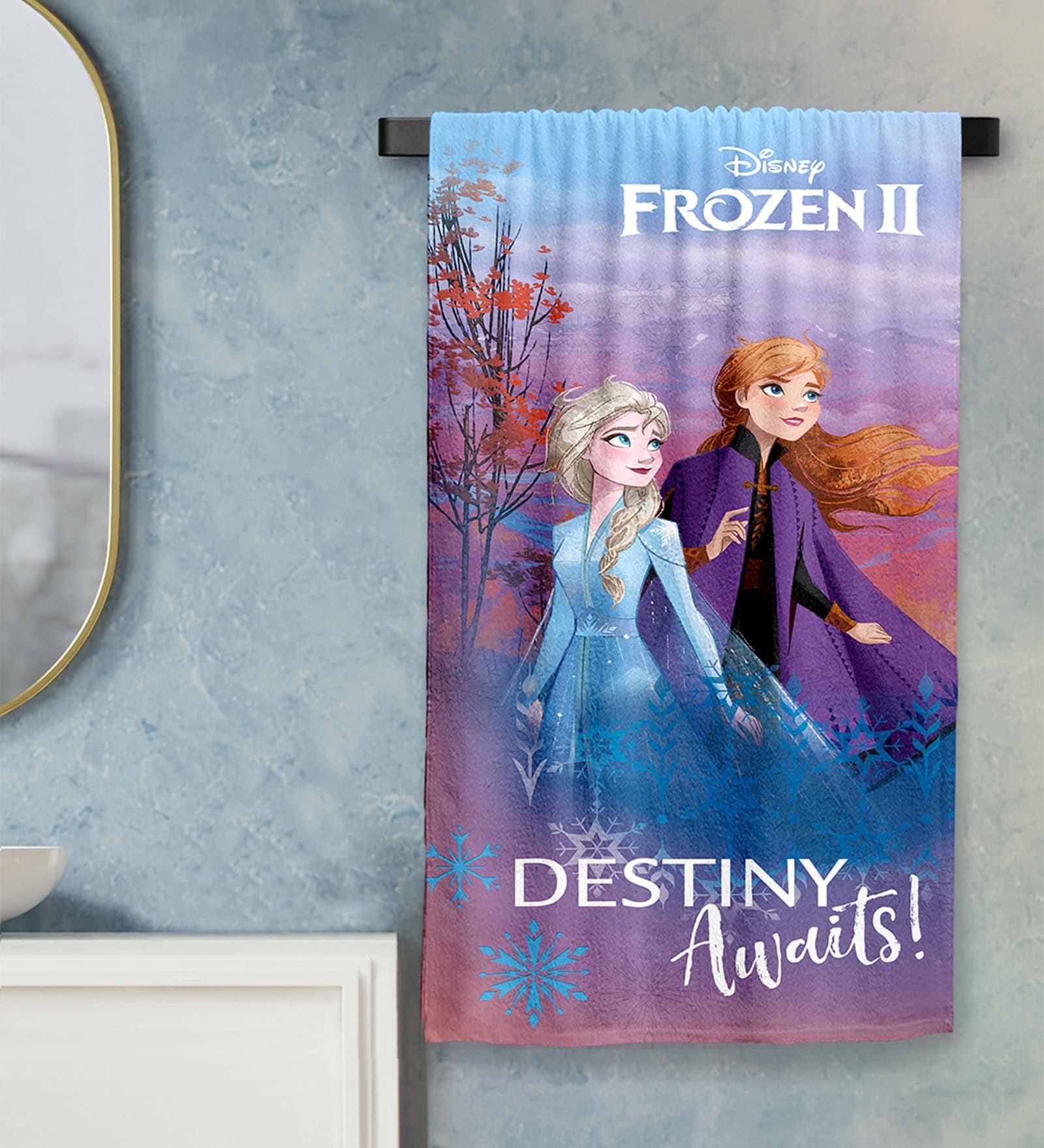 Blue Cotton Disney FrozenII 400 GSM Bath Towel (1Pc)