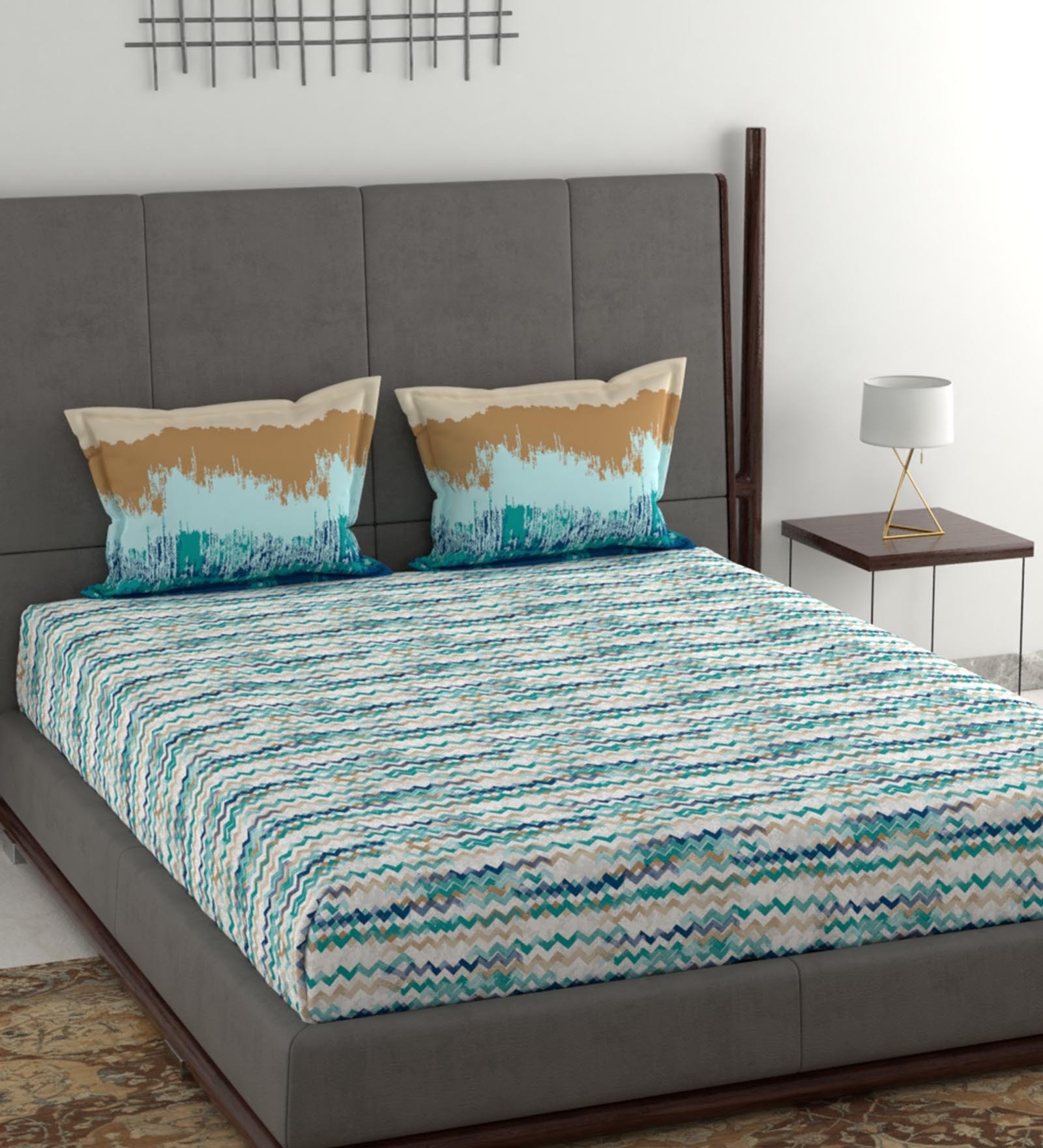 100% Cotton 132TC Double Bedsheet with 2 Pillow Covers