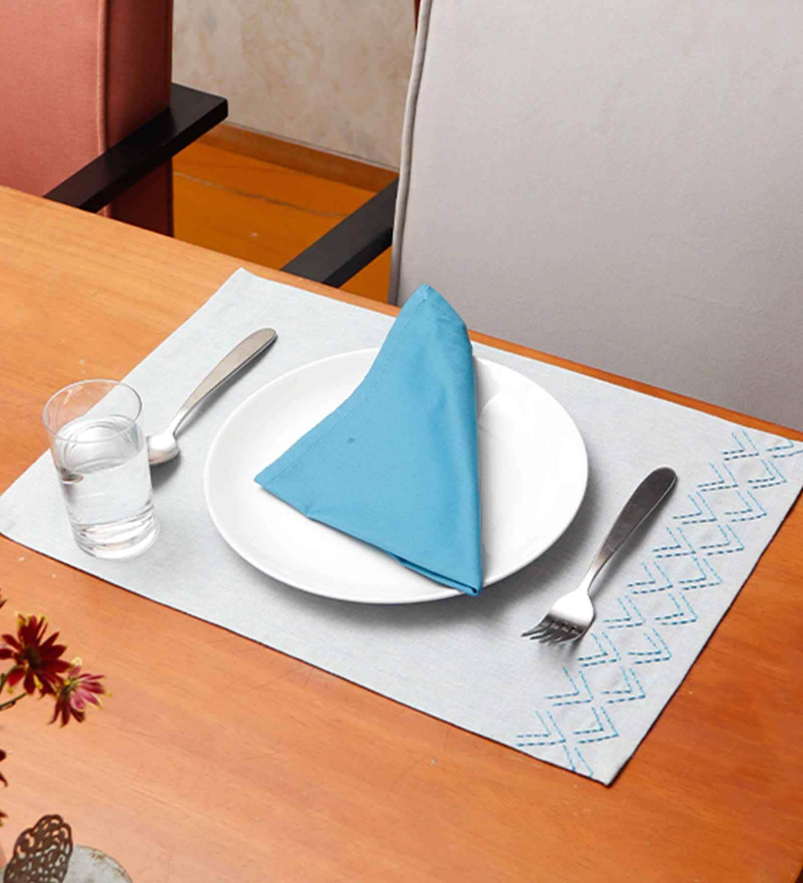 Jace (13x19) Blue Cotton (Set of 12) Placemat
