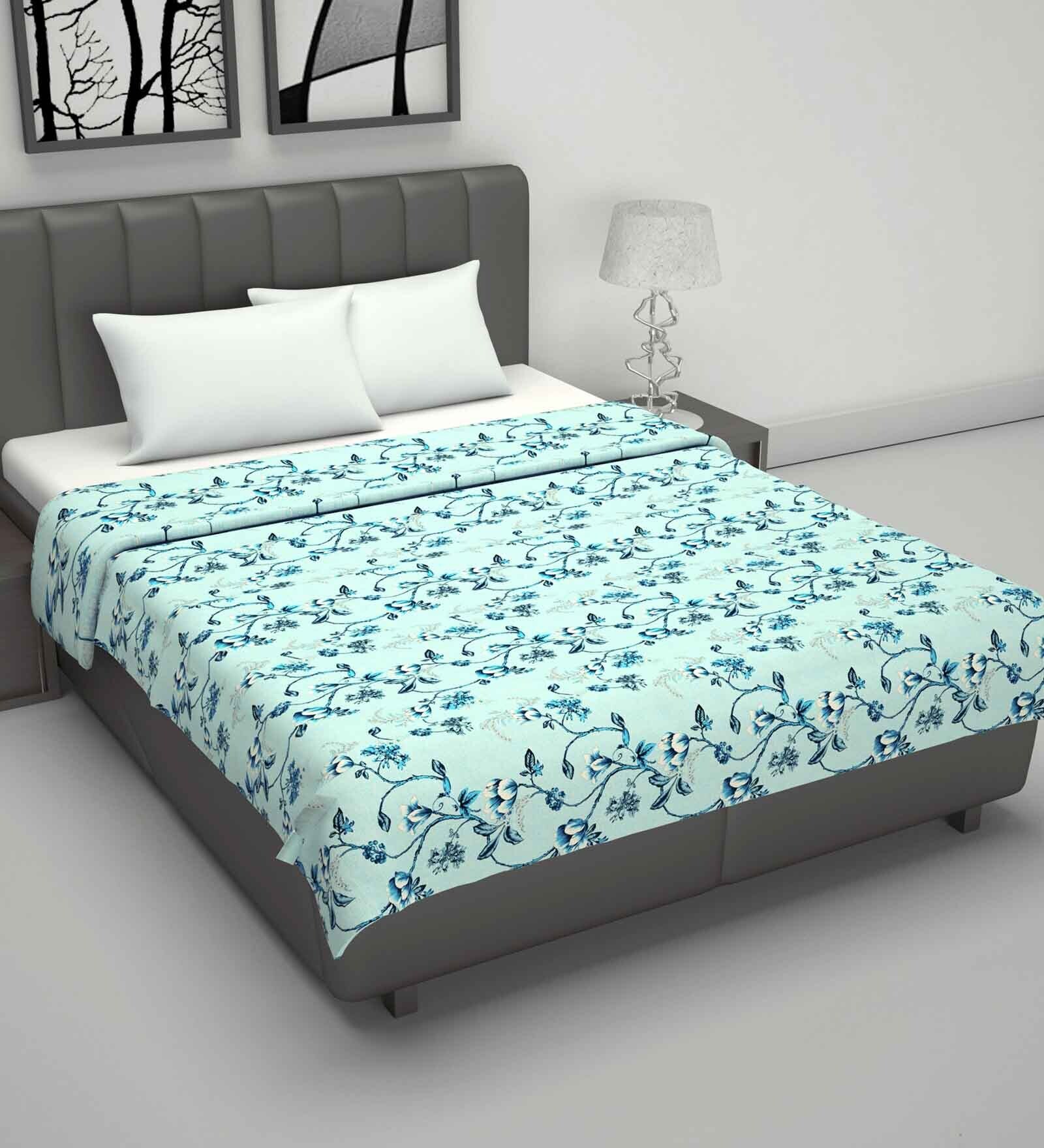 Blue Cotton Floral 120 GSM Double Dohar