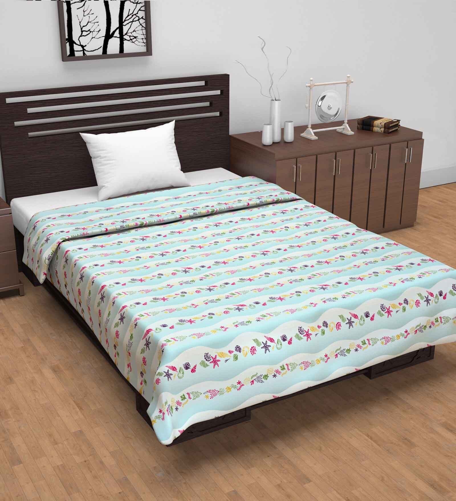 Blue Cotton Floral 120 GSM Single Dohar