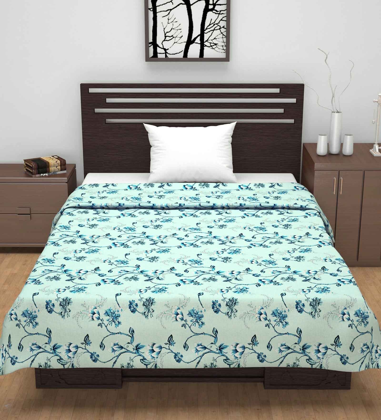 Blue Cotton Floral 120 GSM Single Dohar