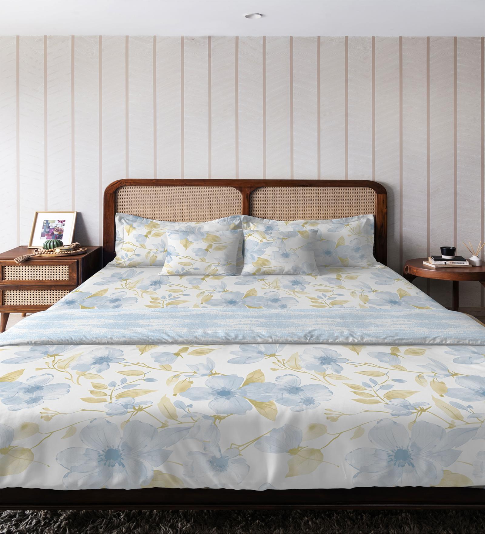 Blue Cotton Floral 80 GSM Double Bed Dohar
